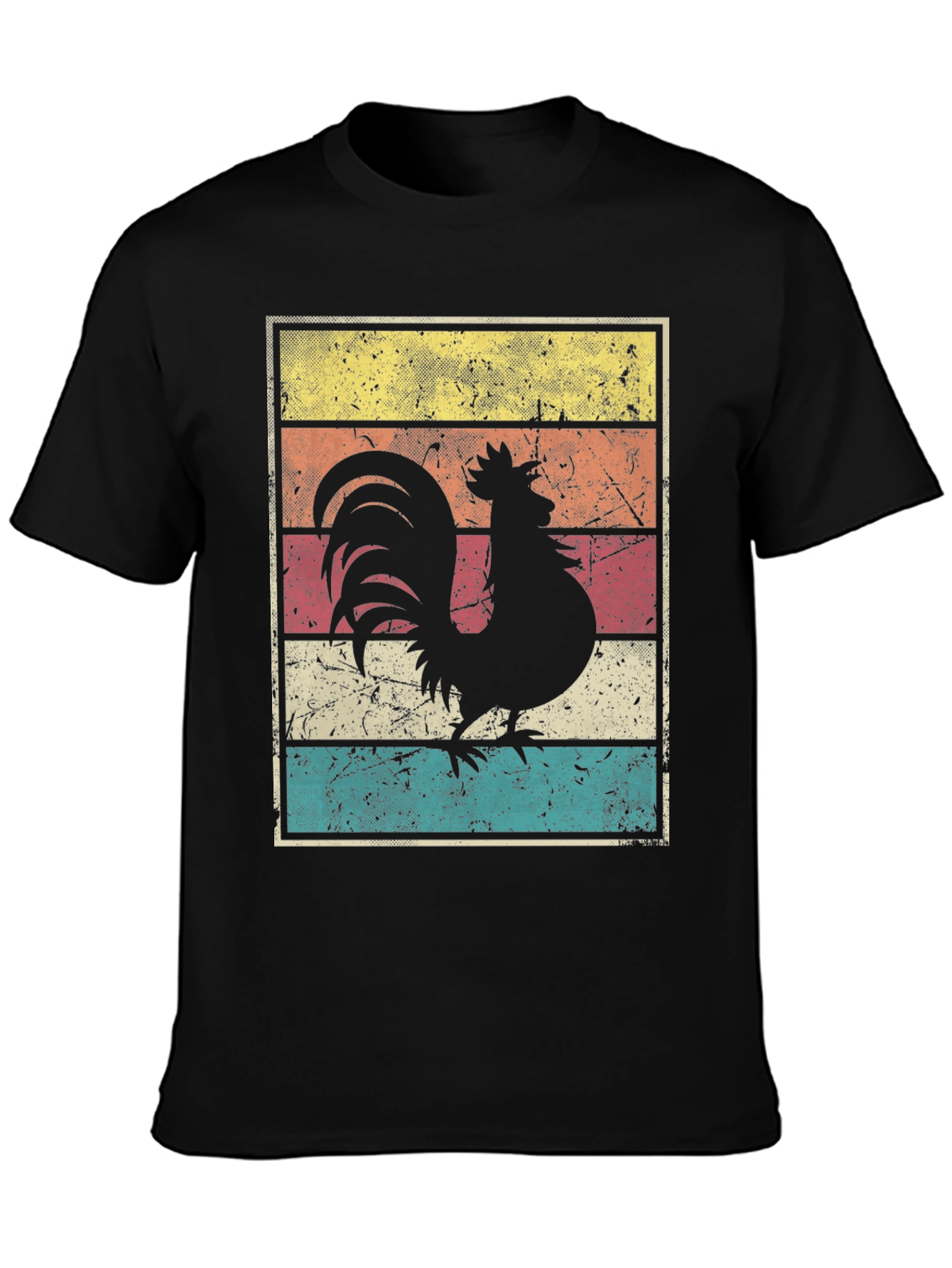 Black Retro Rooster Graphic Tee view 3