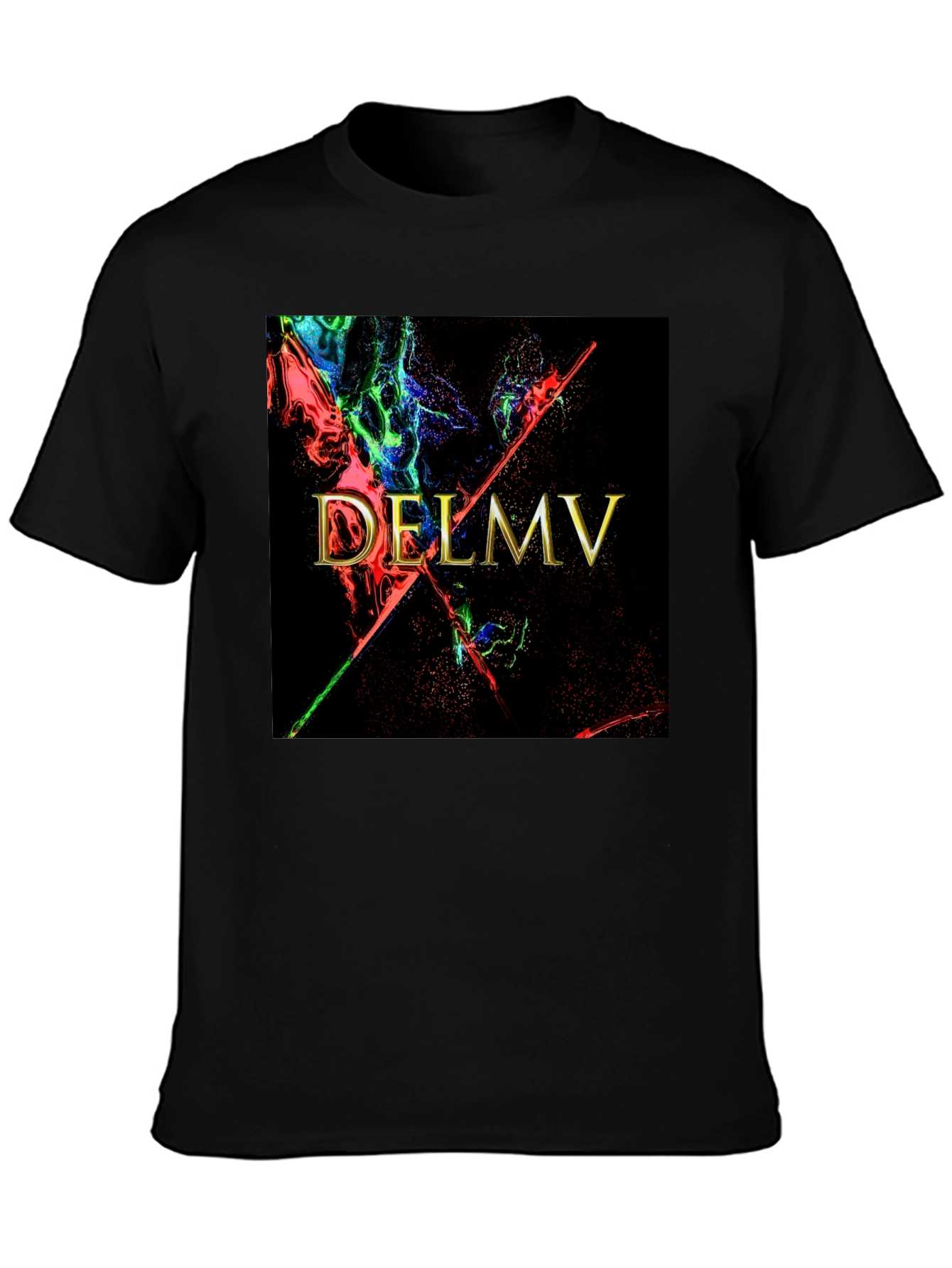 Black DELMV Abstract Graphic Black T-Shirt view 3