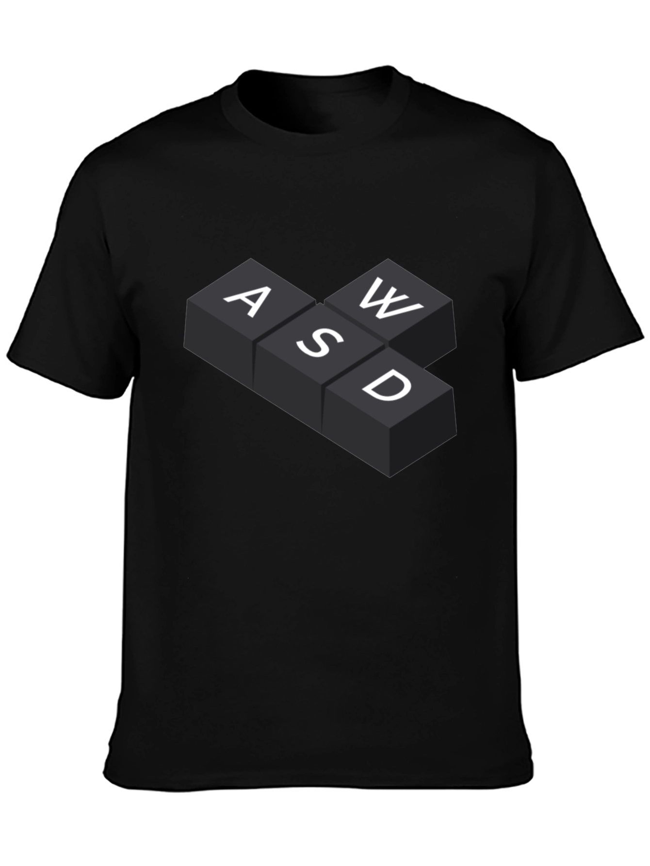 Black WASD Gaming Keys T-Shirt - Black view 3