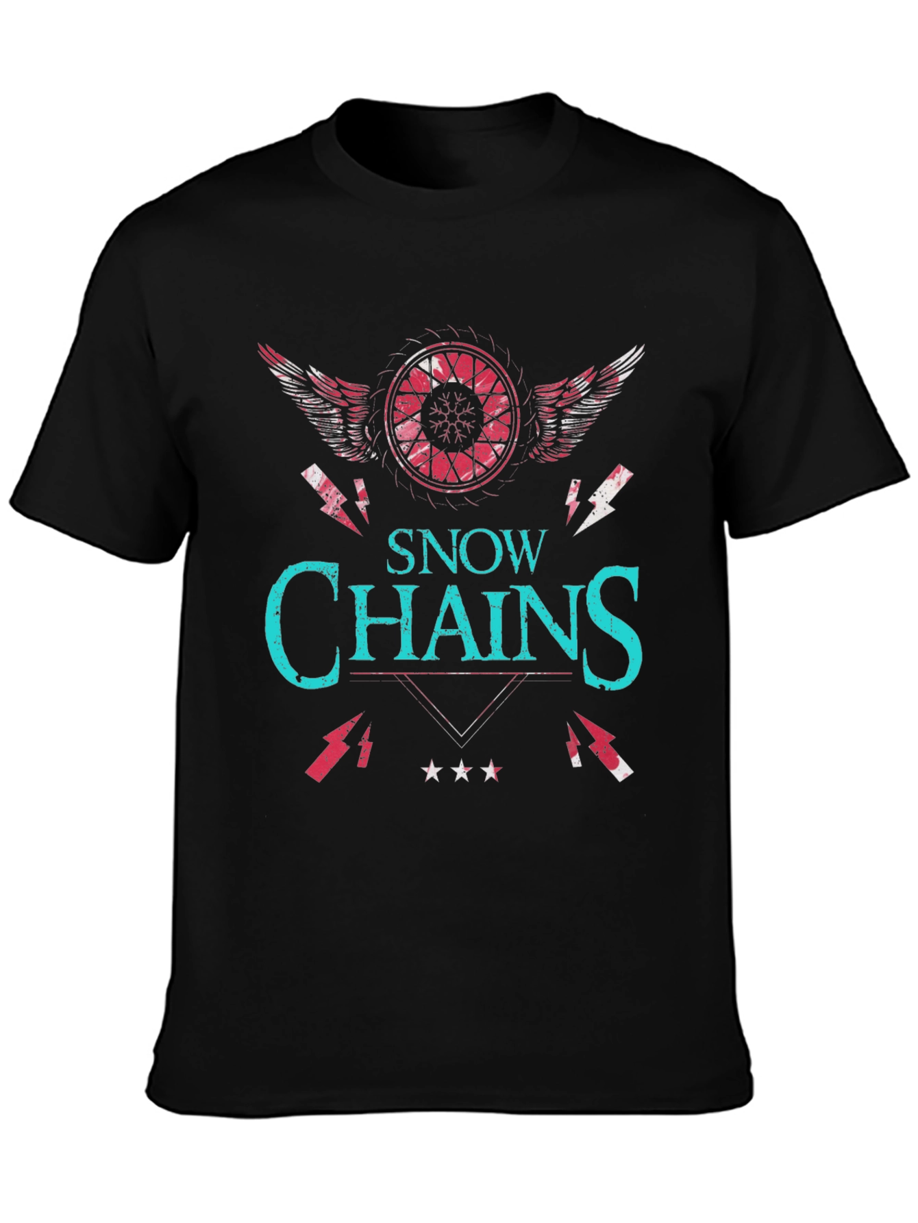 Black Snow Chains Graphic T-Shirt - Unique Design view 3