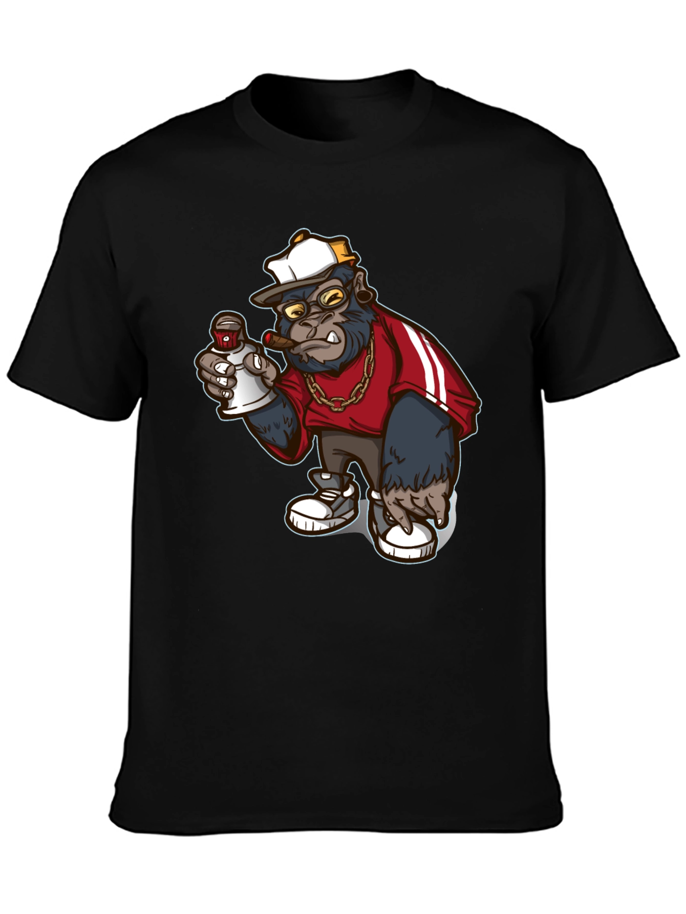 Black Cool Gorilla Graphic Tee - Streetwear Style view 3