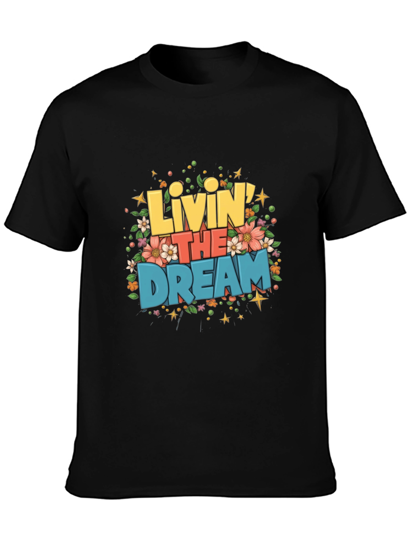 Black Livin' the Dream Graphic T-Shirt view 3