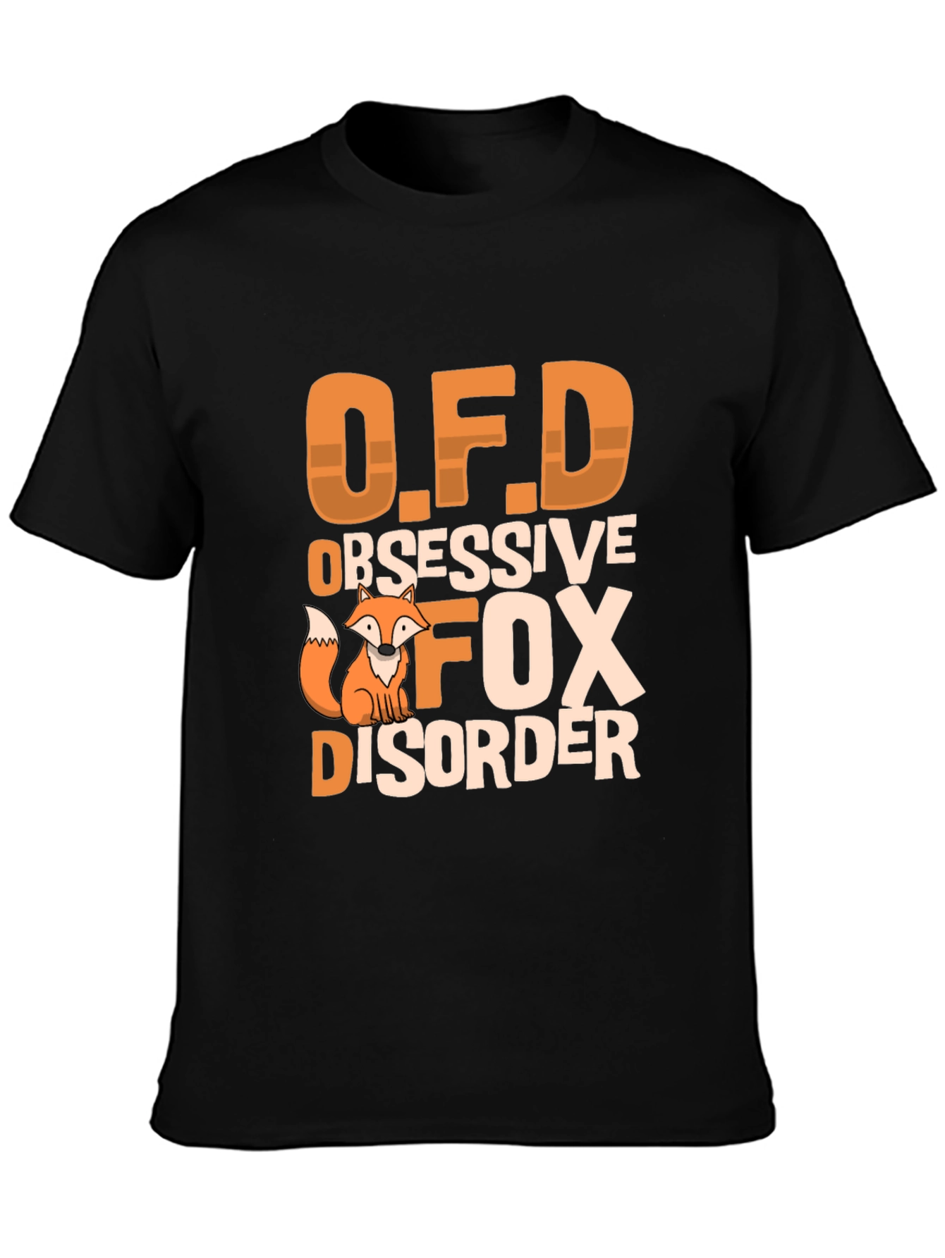 Black Obsessive Fox Disorder Black T-Shirt view 3