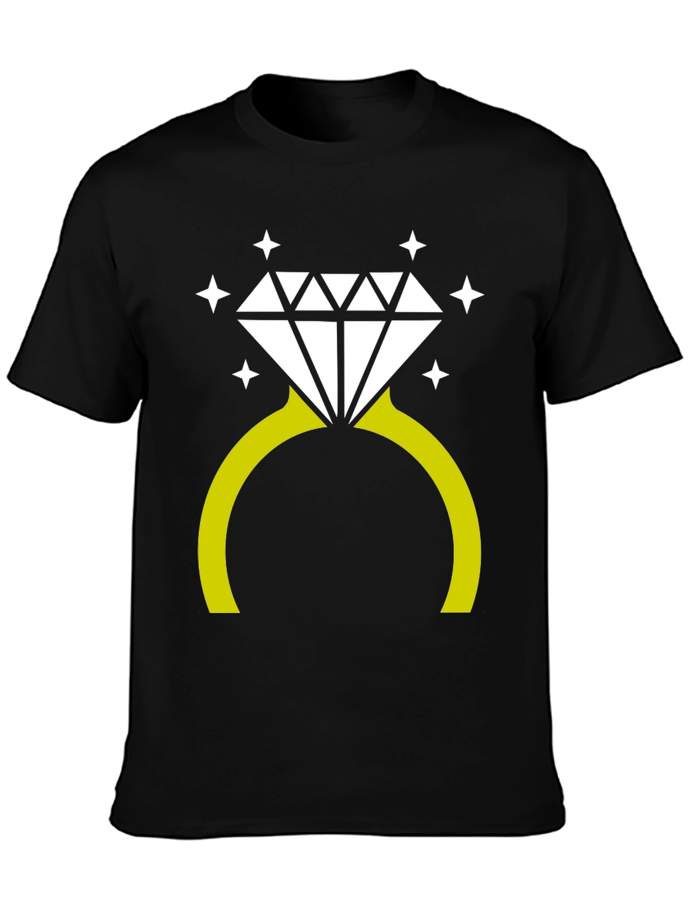 Black Diamond Ring Graphic Tee - Stylish Novelty T-Shirt view 3