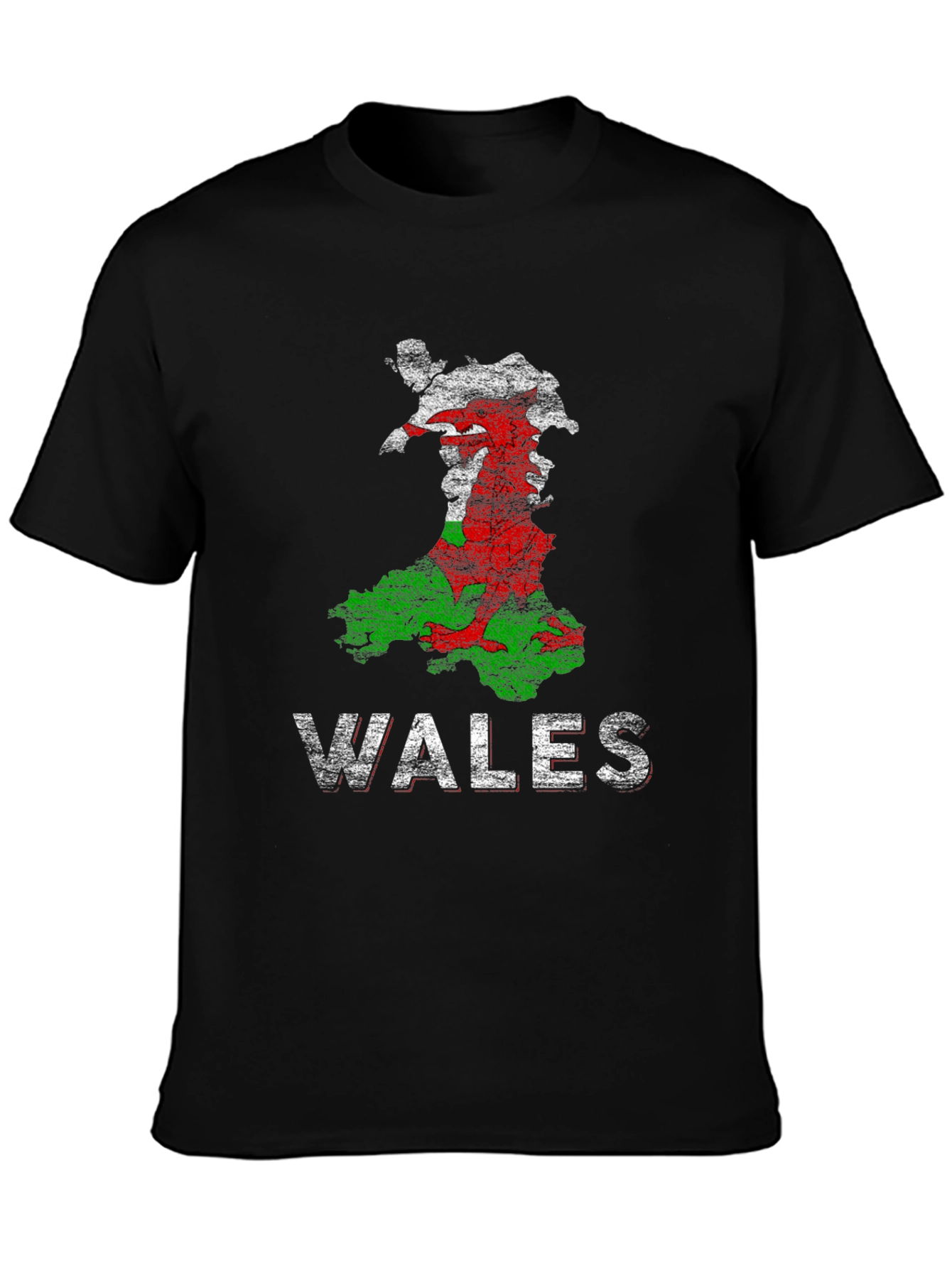 Black Wales Flag Map Graphic T-Shirt view 3
