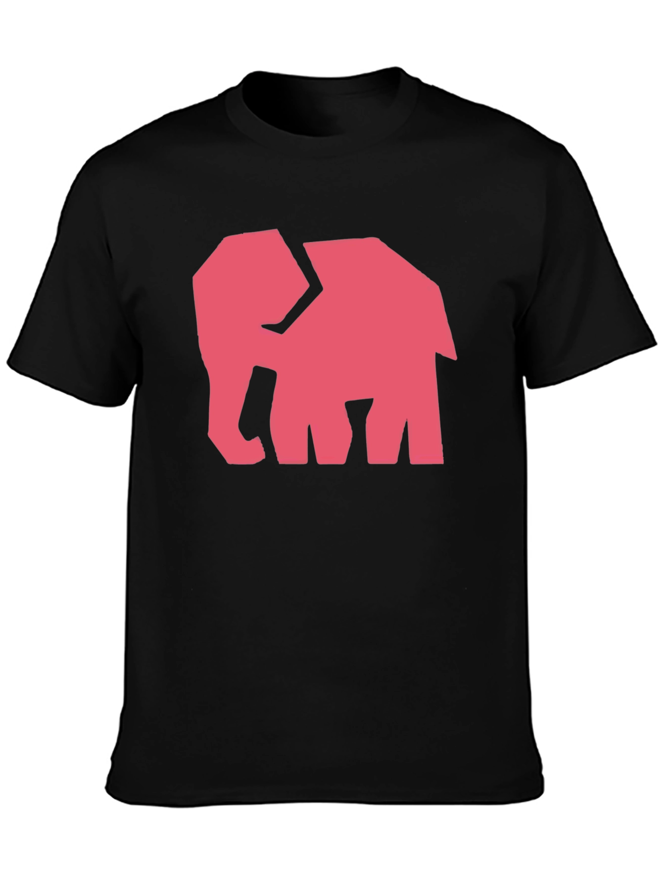 Black Modern Elephant Graphic Tee - Black Cotton Shirt view 3
