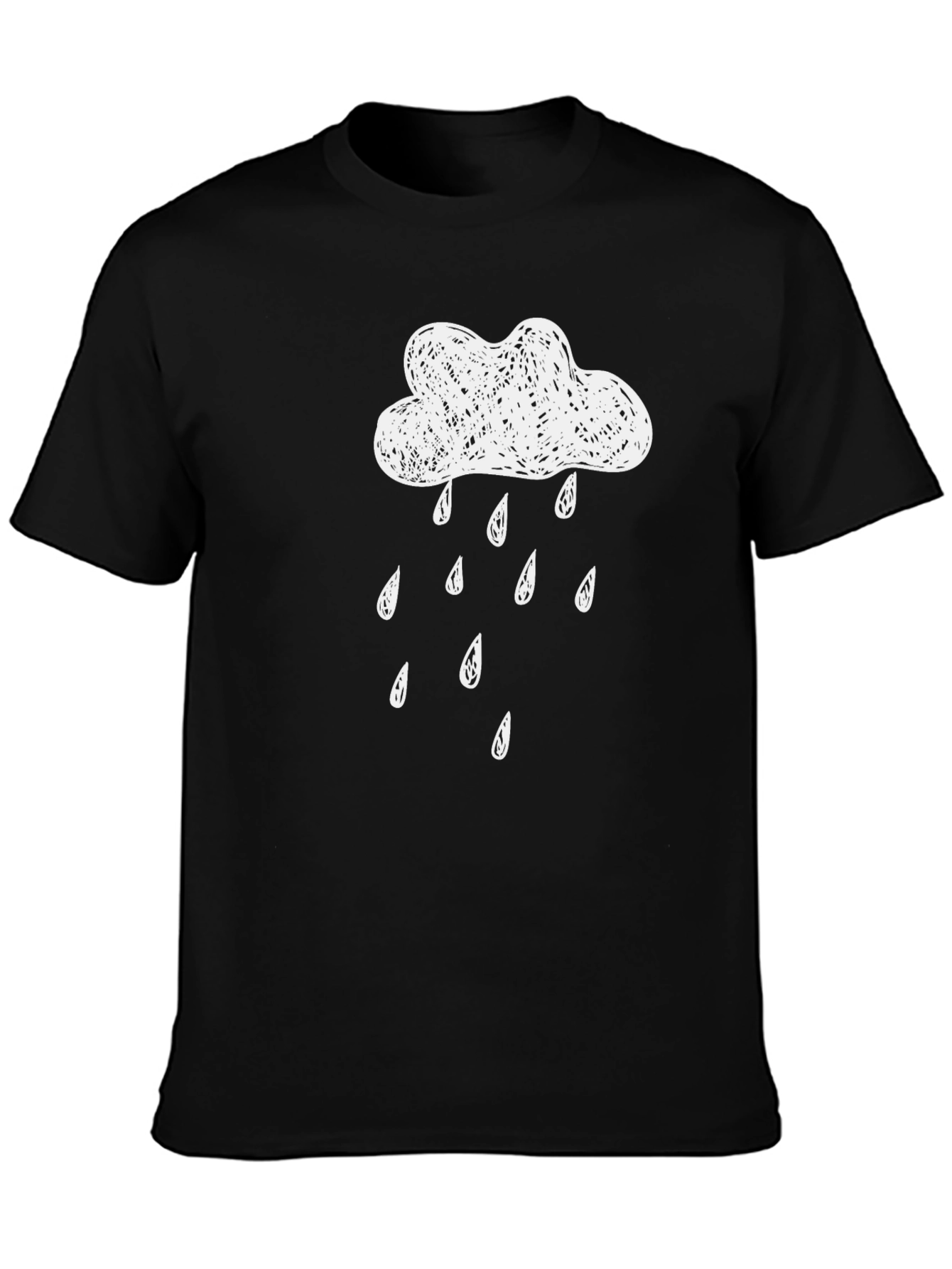 Black Rain Cloud Graphic T-Shirt - Black Cotton Tee view 3