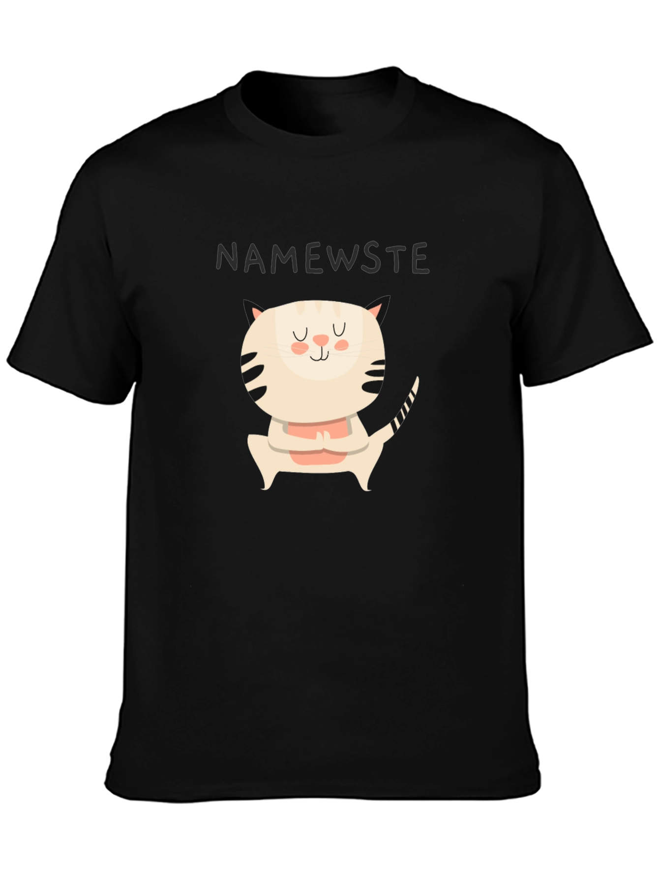 Black Namewste Cat Yoga Black T-Shirt view 3
