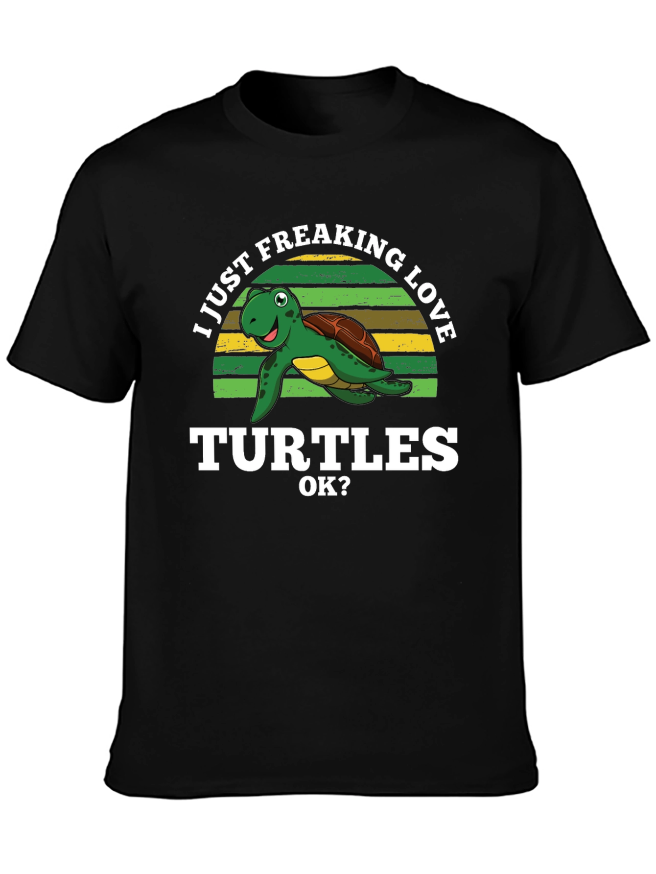 Black I Just Freaking Love Turtles Graphic T-Shirt view 3