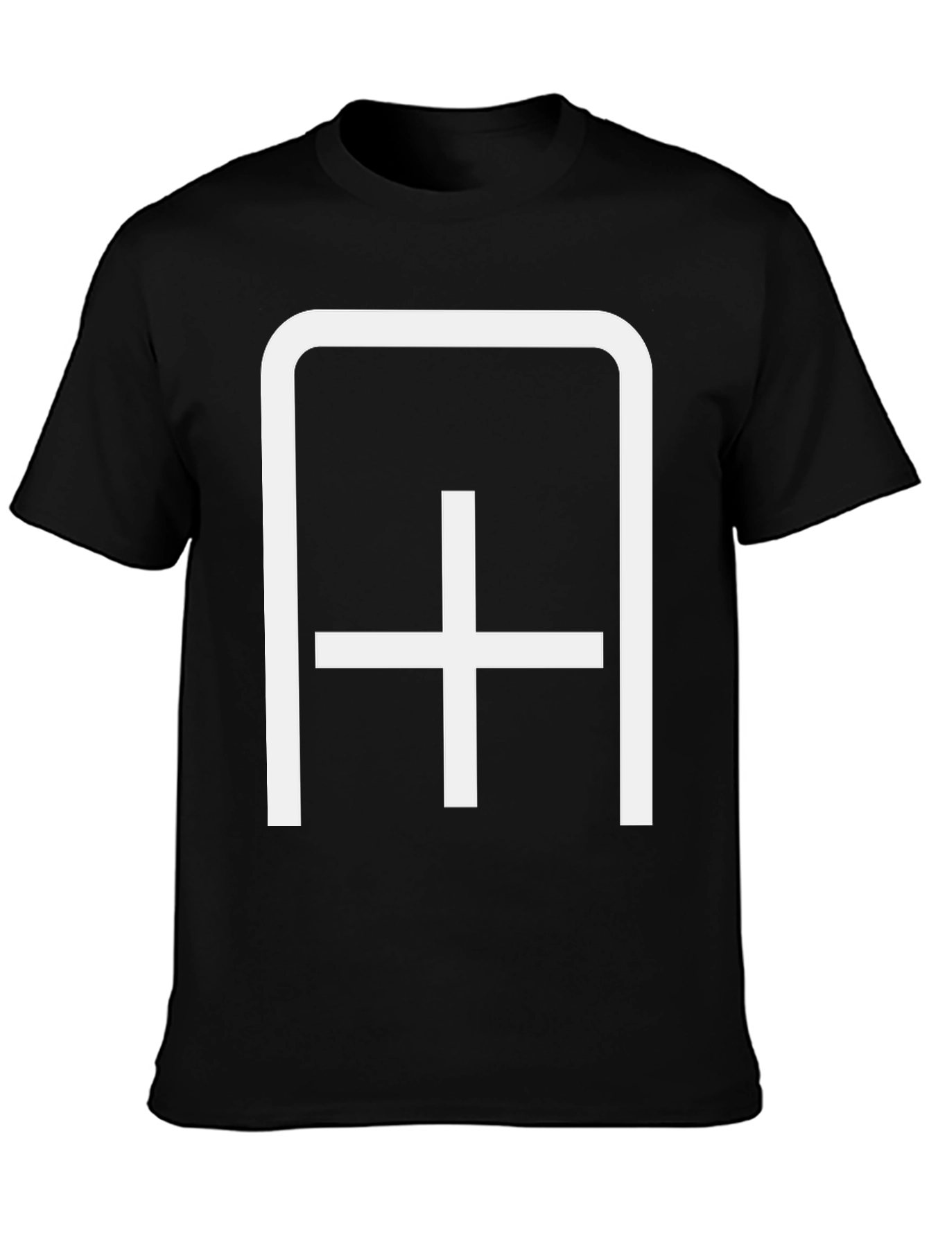 Black Modern Minimalist Symbol Black T-Shirt view 3