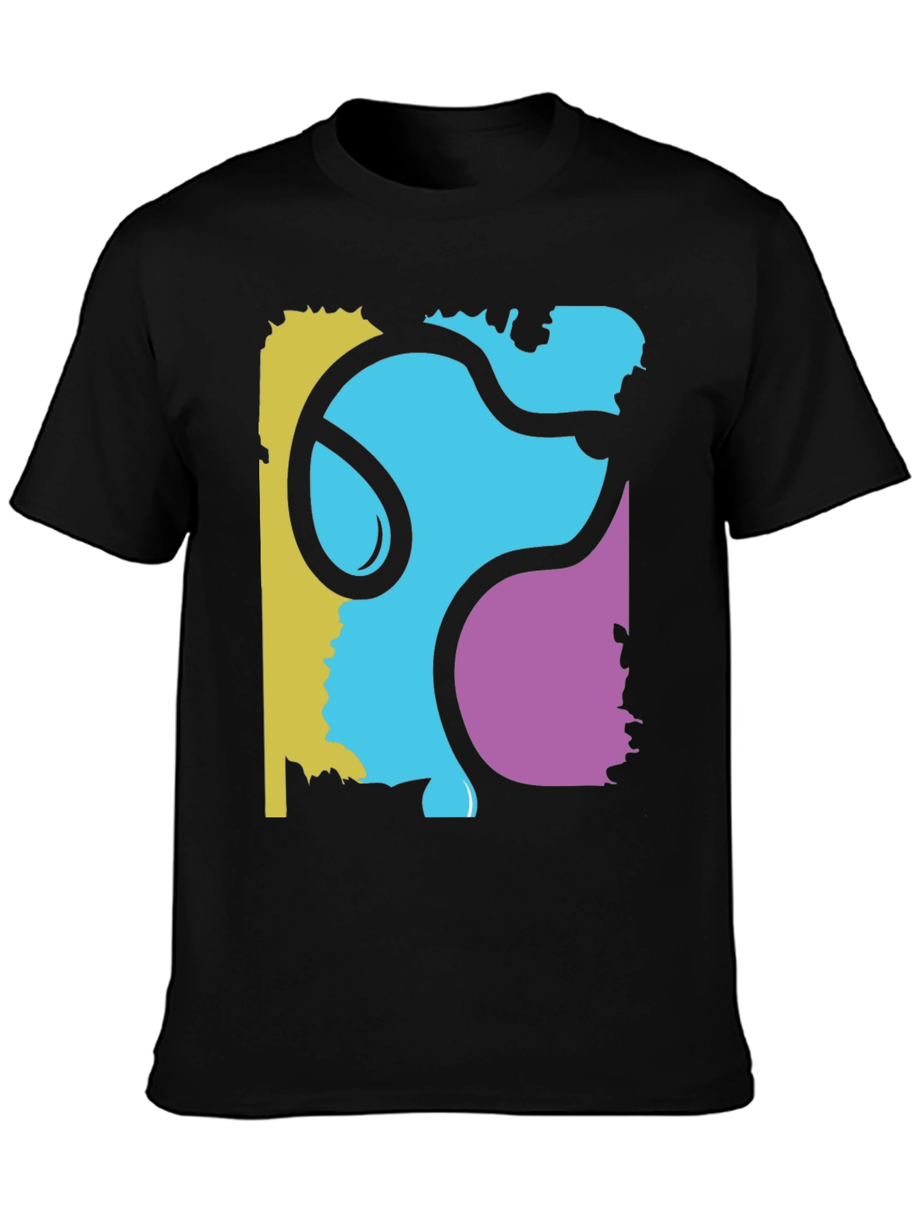 Black Abstract Graphic Print Black T-Shirt view 3