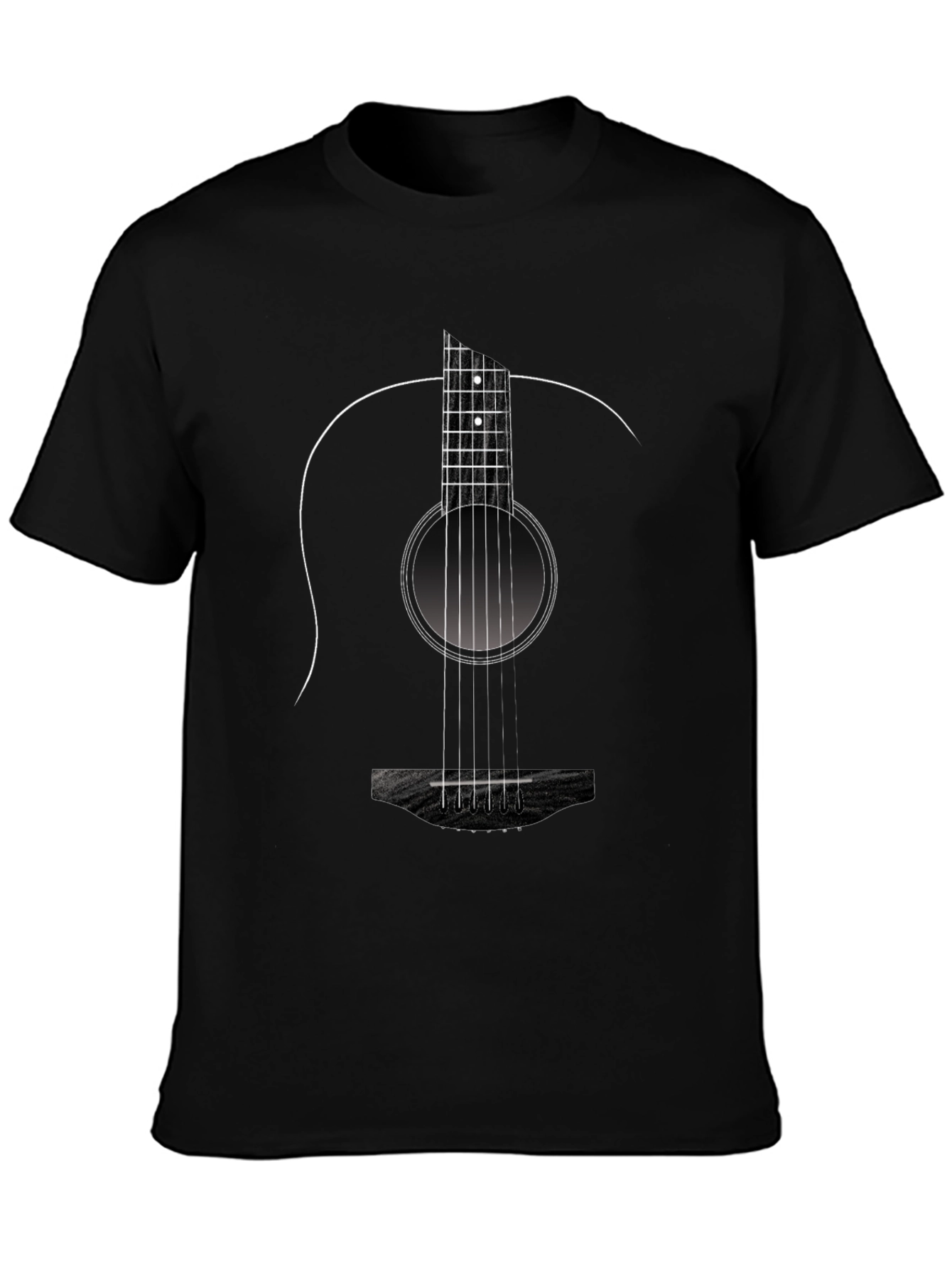 Black Guitar Graphic Black Tee - Music Lover's T-Shirt view 3