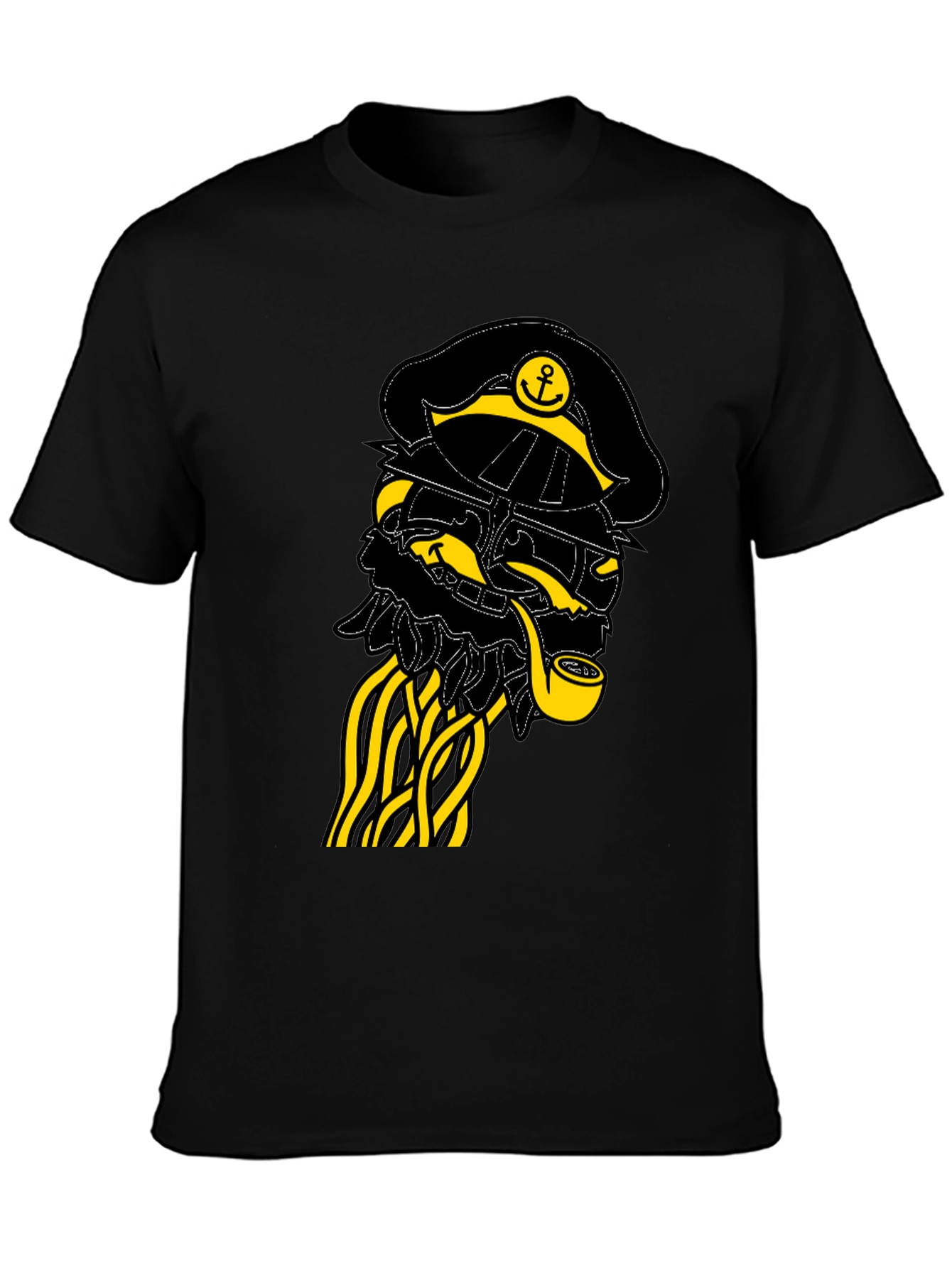 Black Nautical Captain Graphic Tee - Black view 3