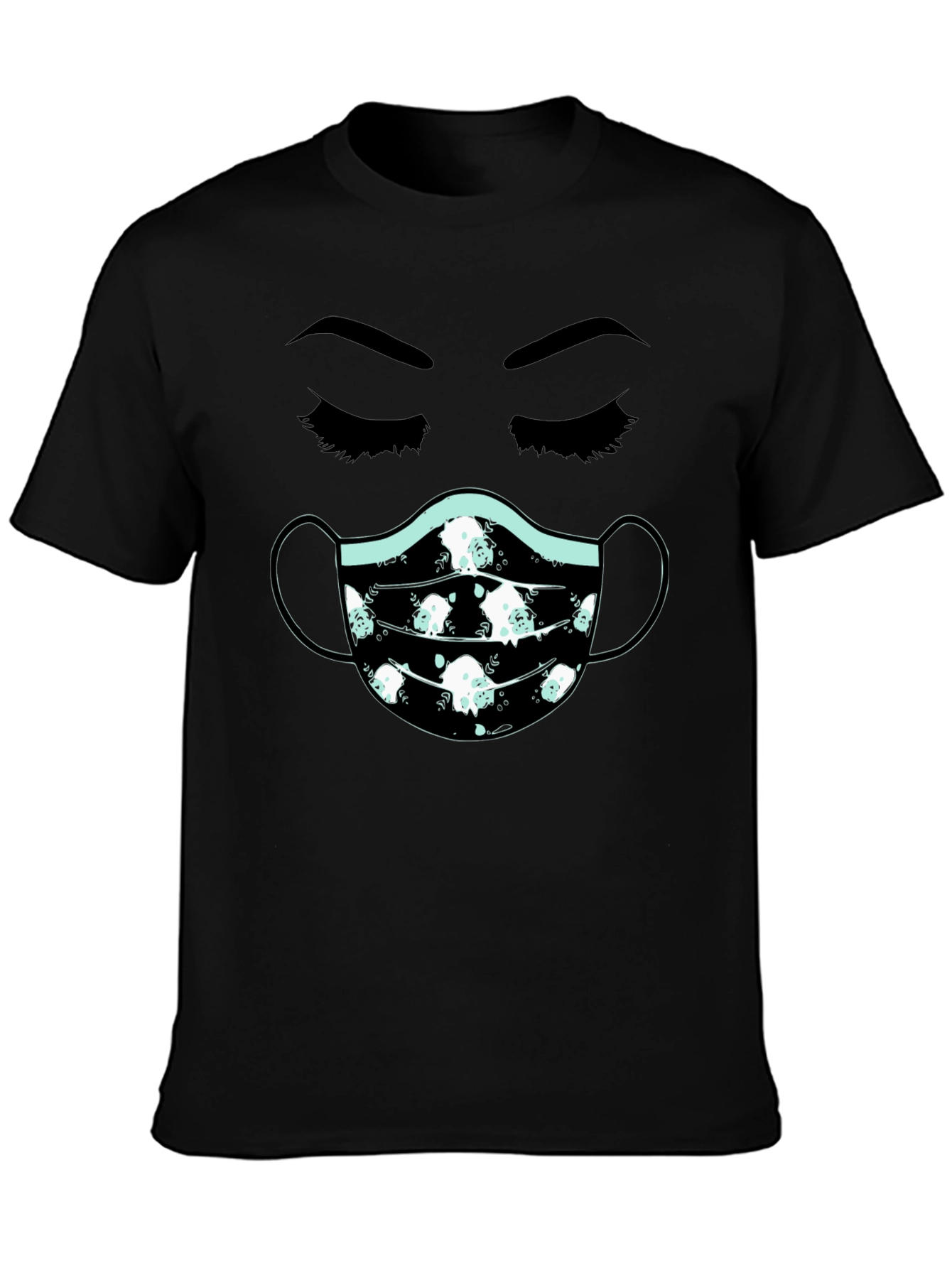 Black Masked Face T-Shirt - Unisex Cotton Tee view 3