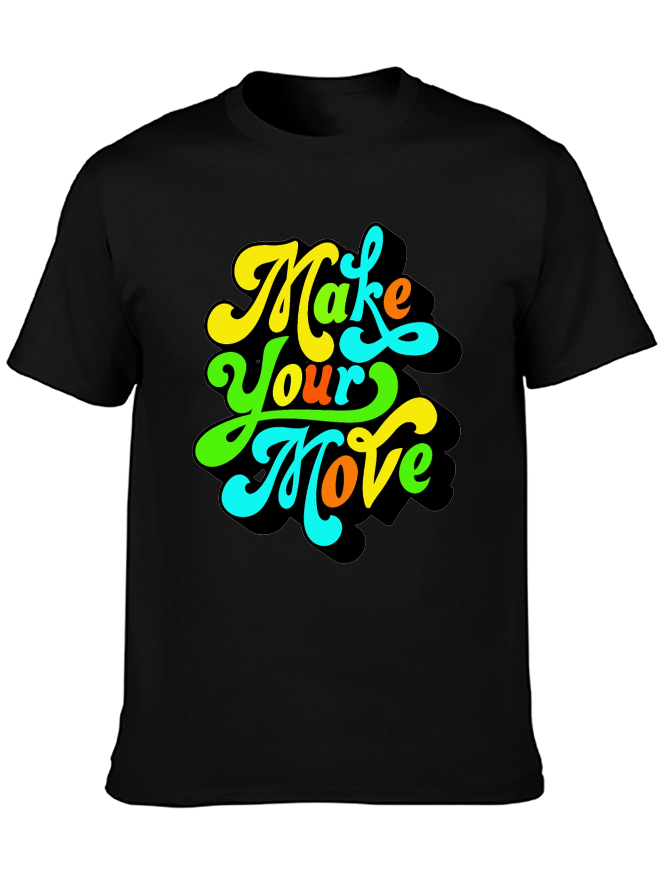 Black Make Your Move Graphic Tee - Retro Style Black T-Shirt view 3