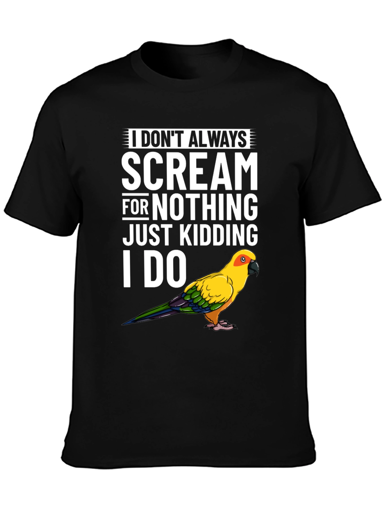 Black Funny Parrot T-Shirt - I Don't Always Scream view 3