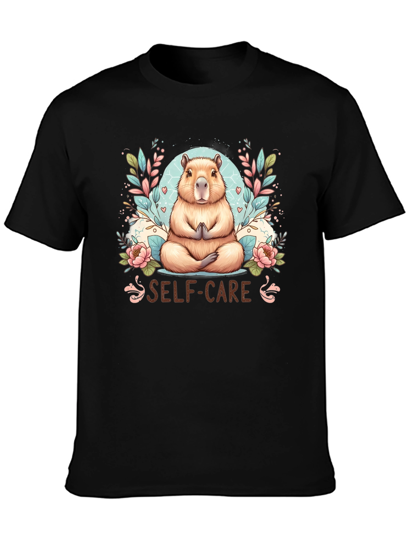 Black Self-Care Capybara T-Shirt view 3