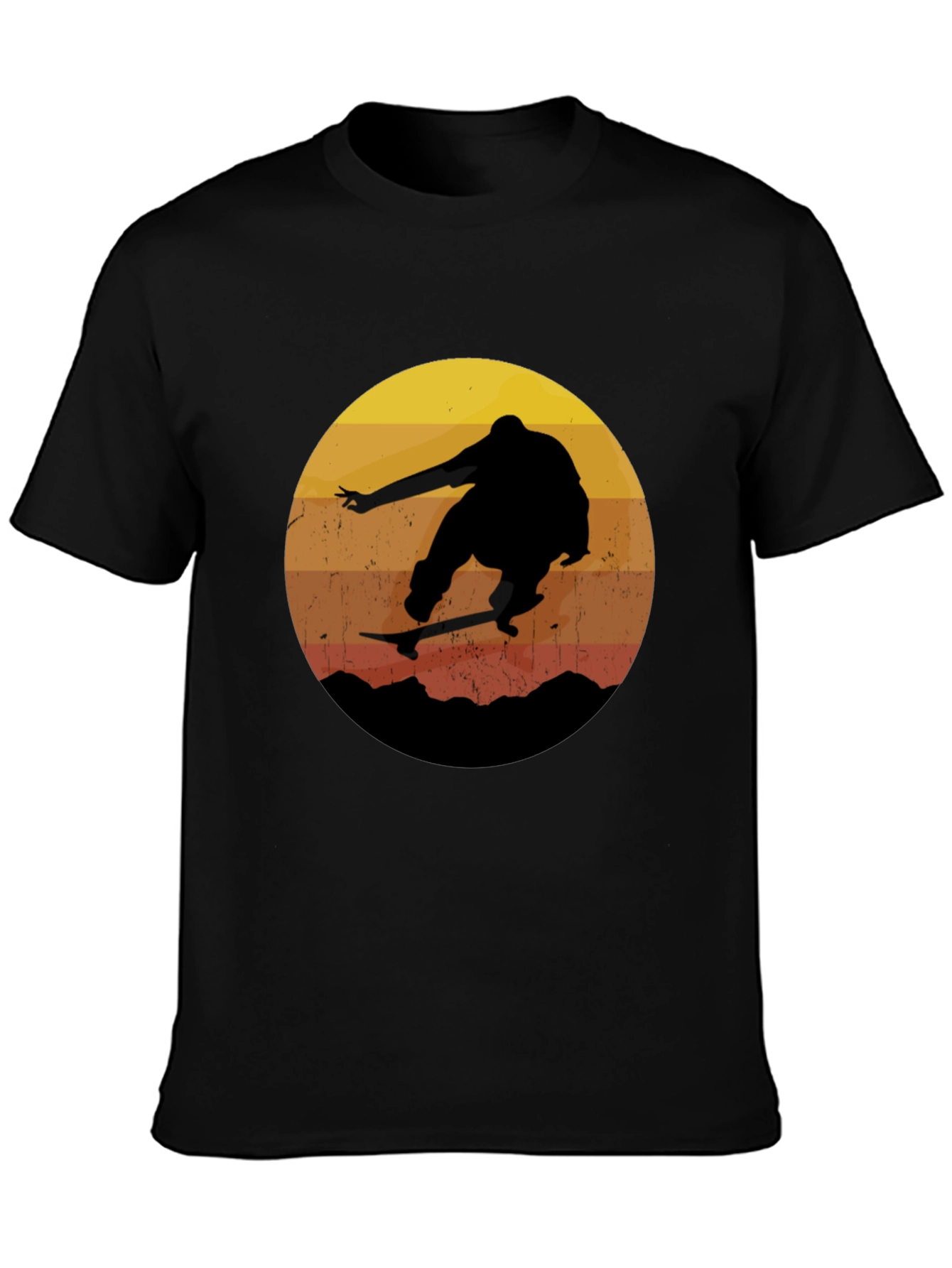 Black Retro Skateboarder T-Shirt view 3