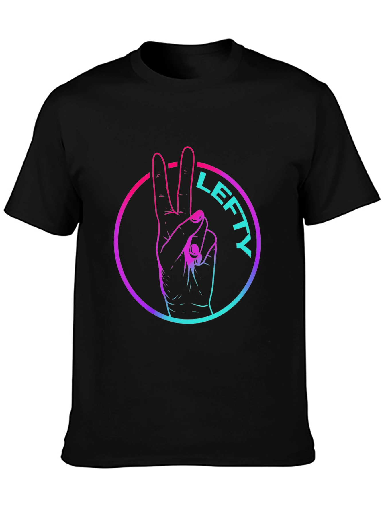 Black Lefty Peace Sign Graphic Tee - Cool Casual Style view 3