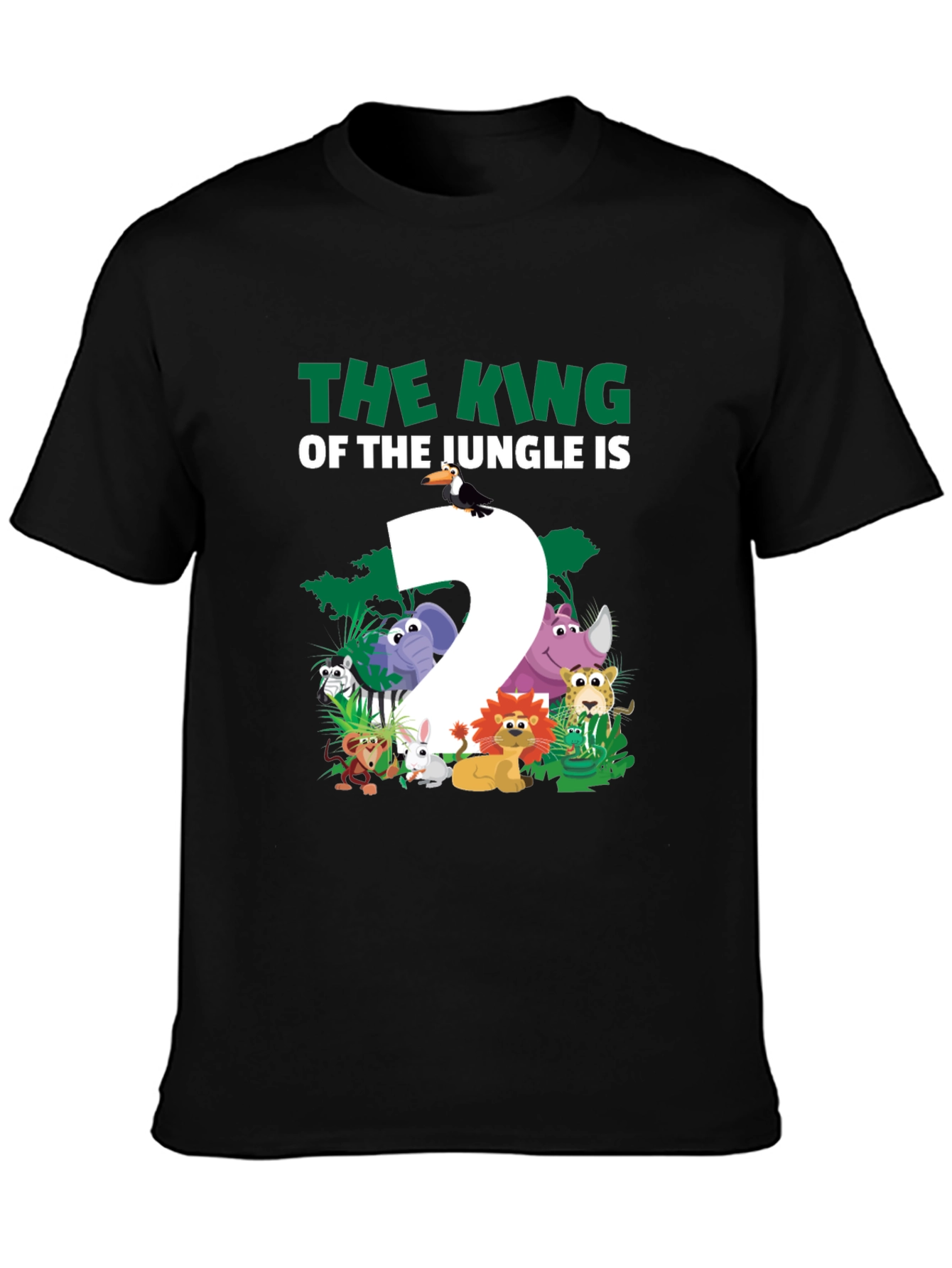 Black King of the Jungle Birthday T-Shirt - Two Year Old view 3