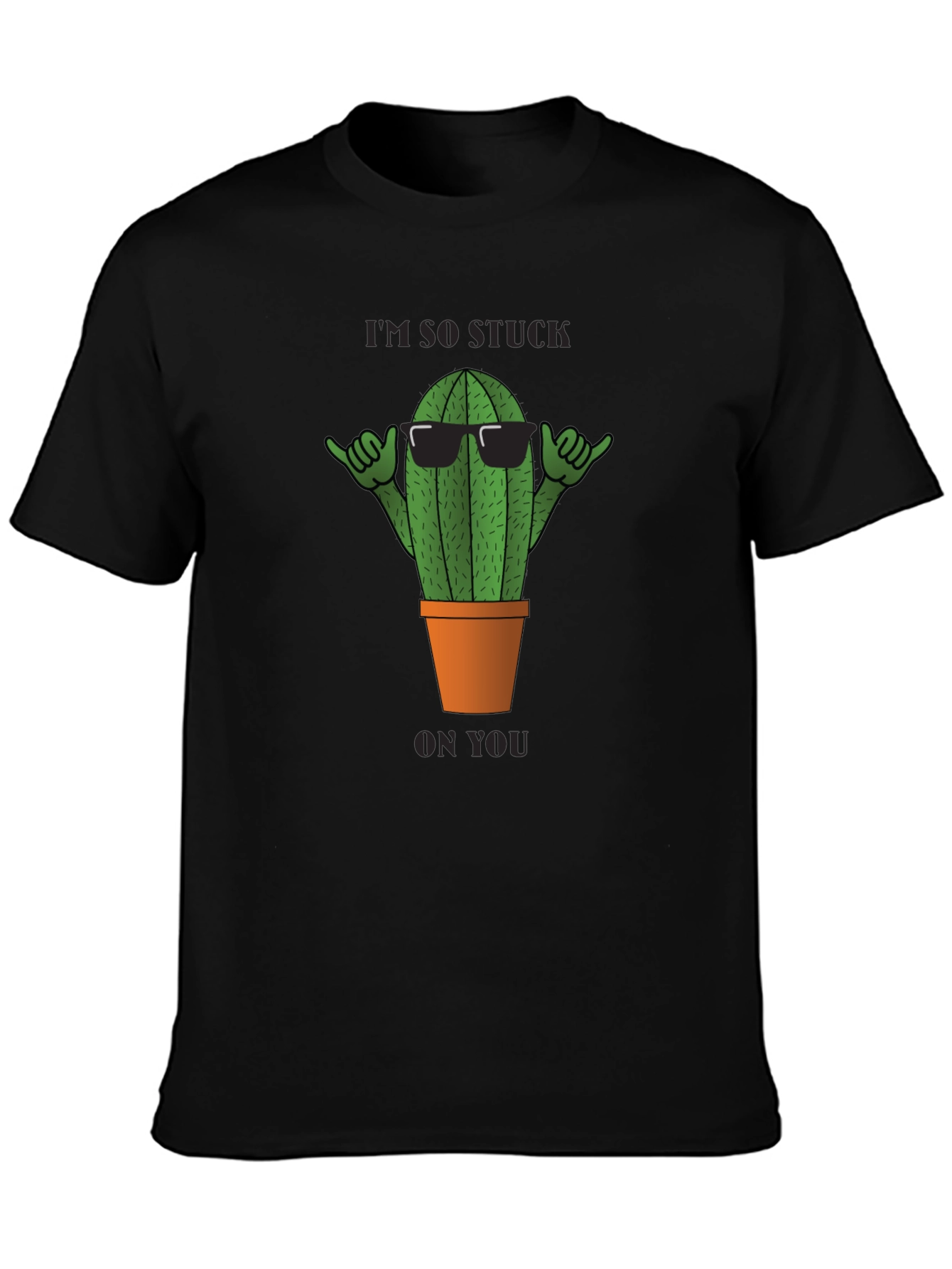 Black Cool Cactus T-Shirt - I'm So Stuck On You - Black view 3