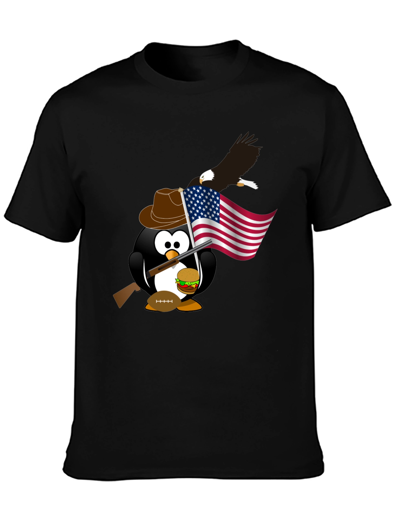 Black Patriotic Penguin T-Shirt view 3