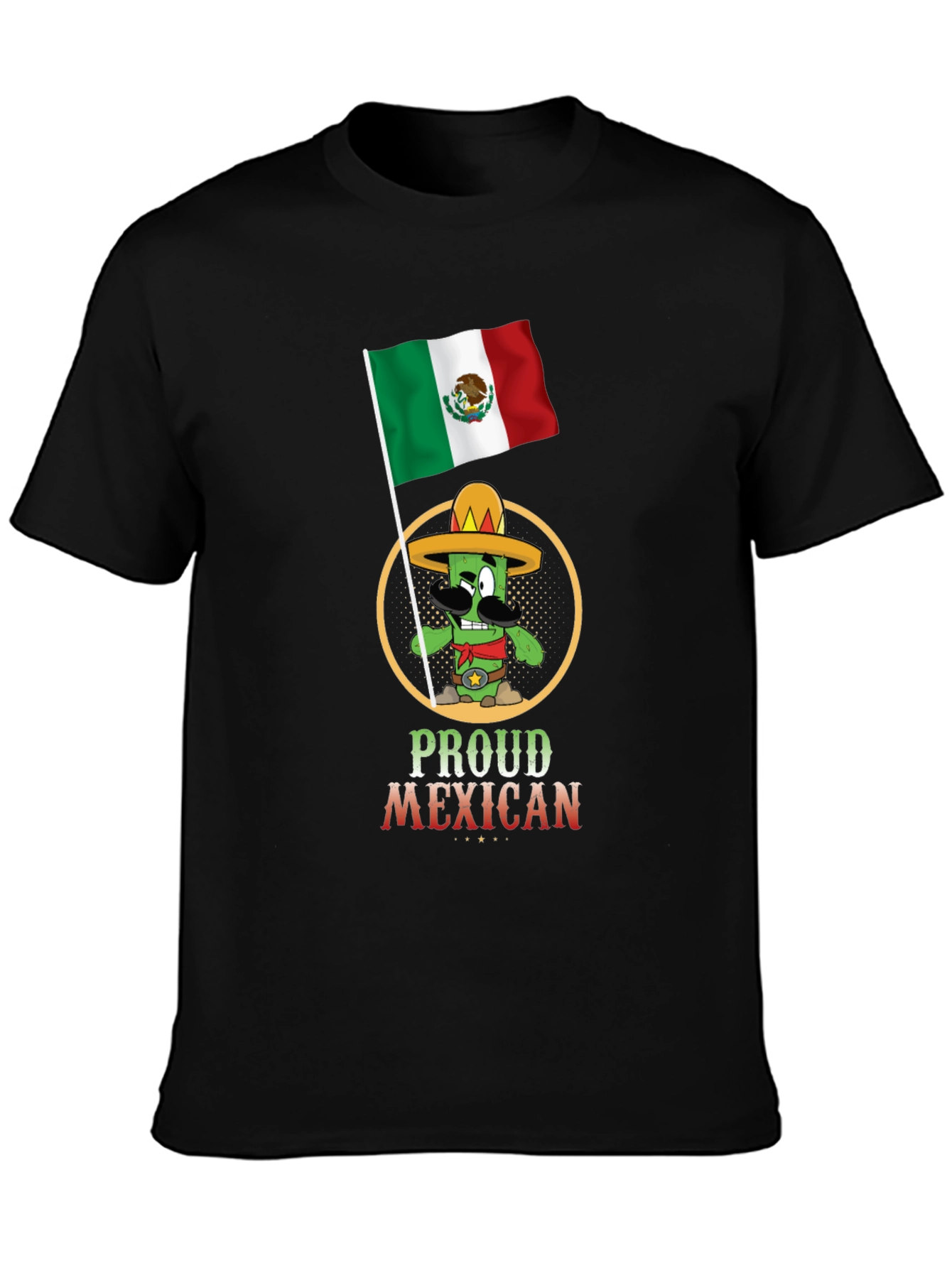 Black Proud Mexican T-Shirt - Cactus Graphic Tee view 3