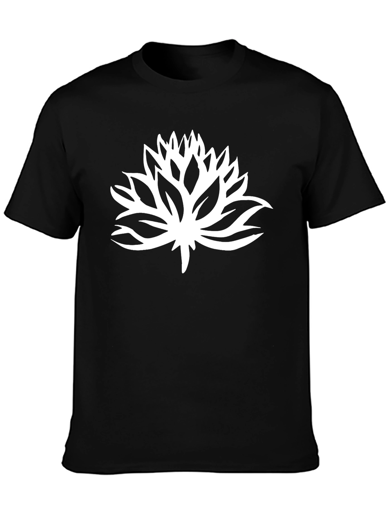 Black Black T-Shirt with White Lotus Flower Graphic view 3