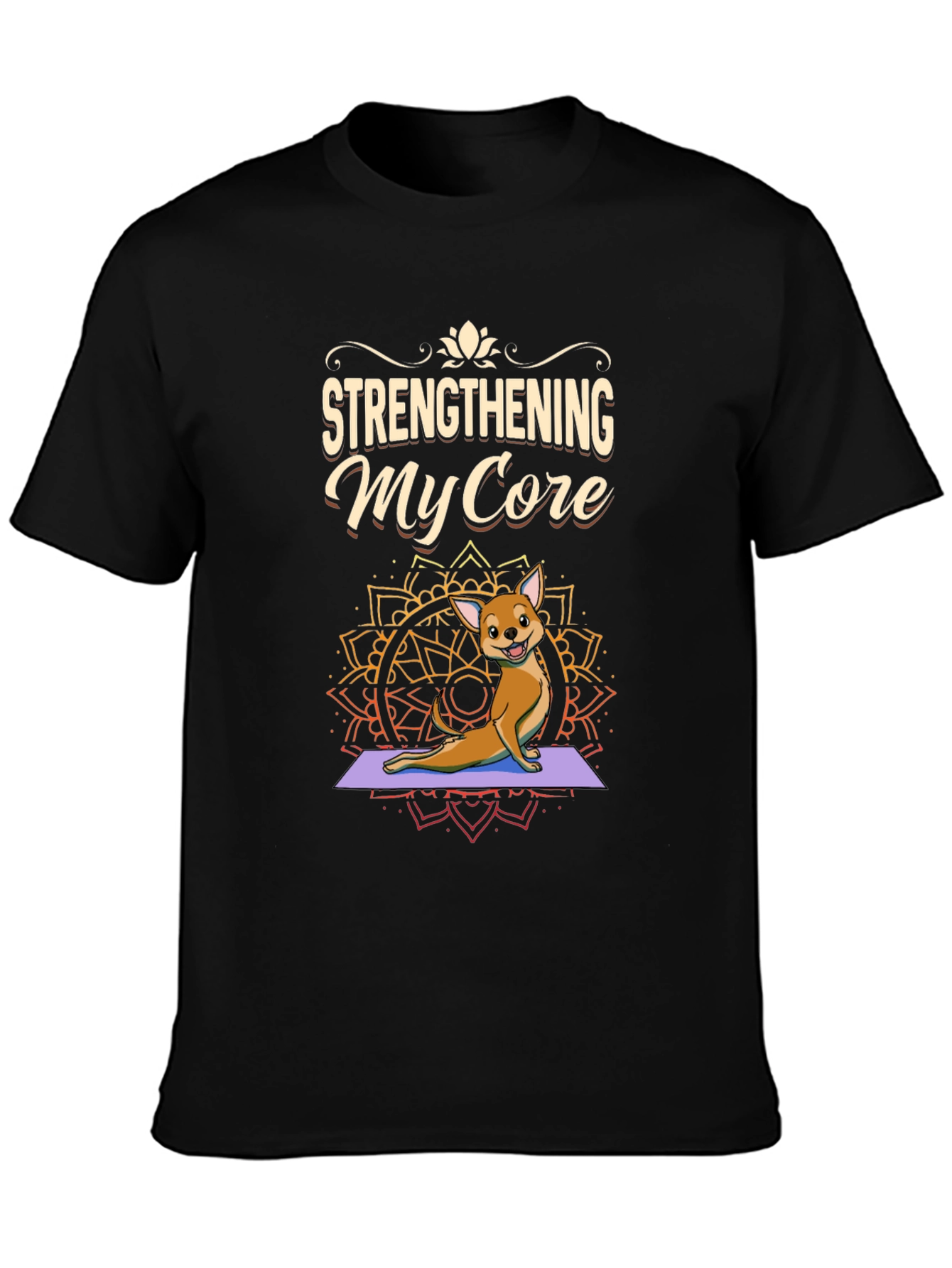Black Yoga Dog Graphic Tee - Strengthening My Core view 3