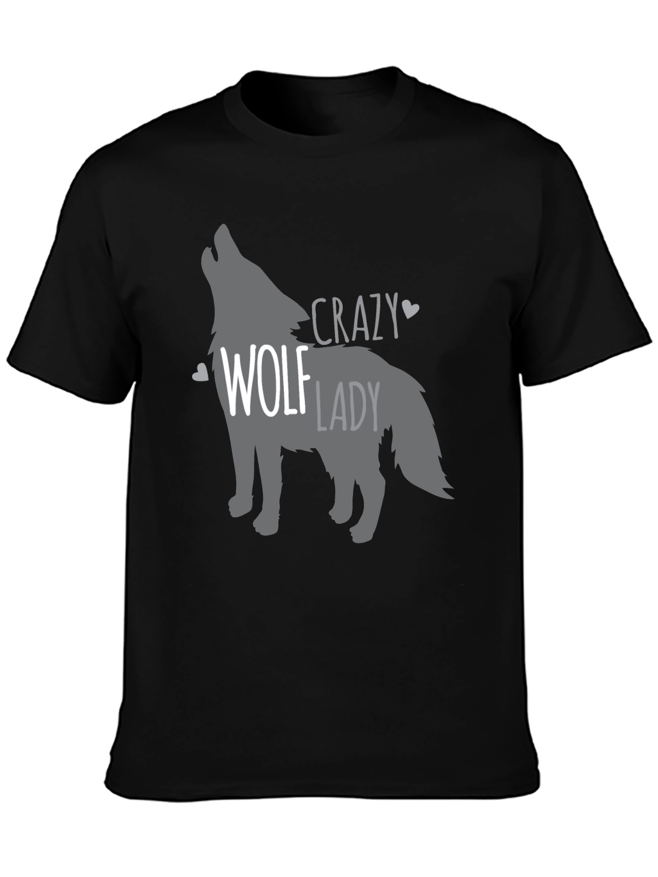 Black Crazy Wolf Lady T-Shirt - Animal Lover Tee view 3