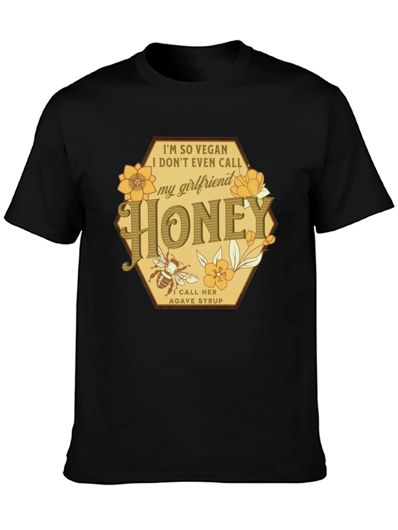 Black Vegan Honey Girlfriend Graphic T-Shirt view 3