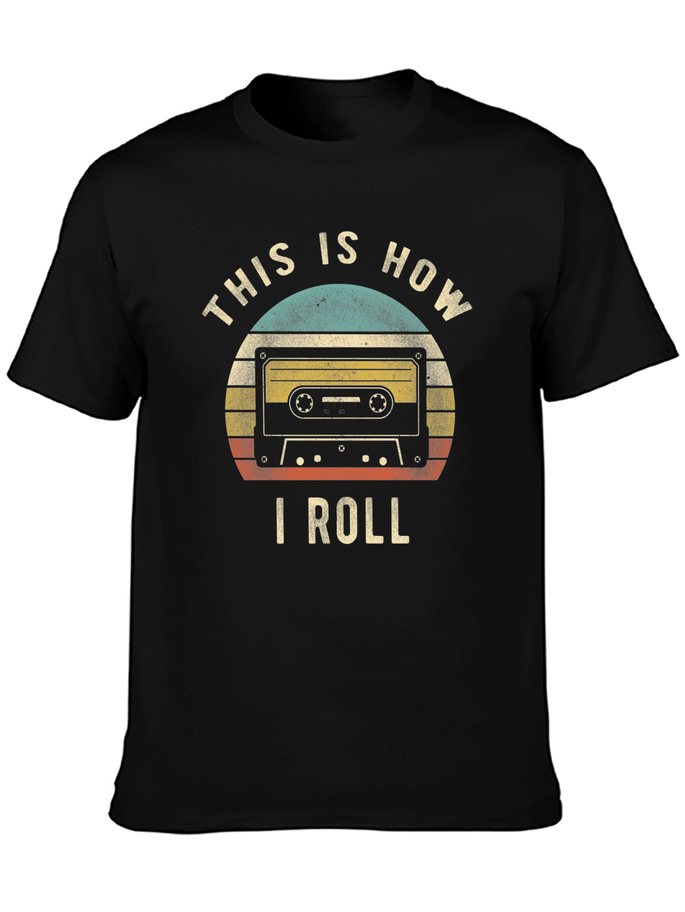 Black Retro Cassette Tape "This Is How I Roll" T-Shirt view 3