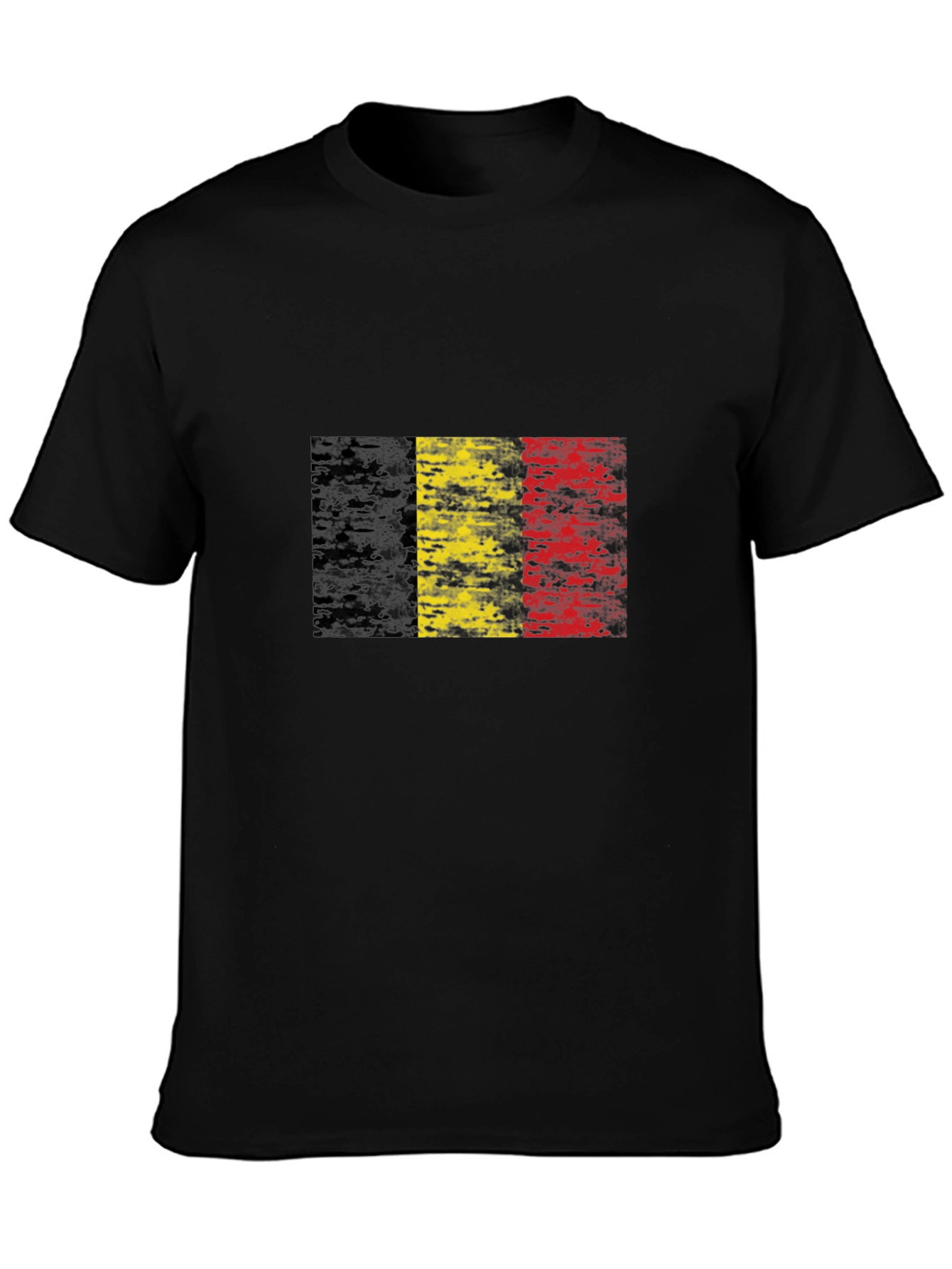 Black Belgium Flag Distressed T-Shirt Black view 3