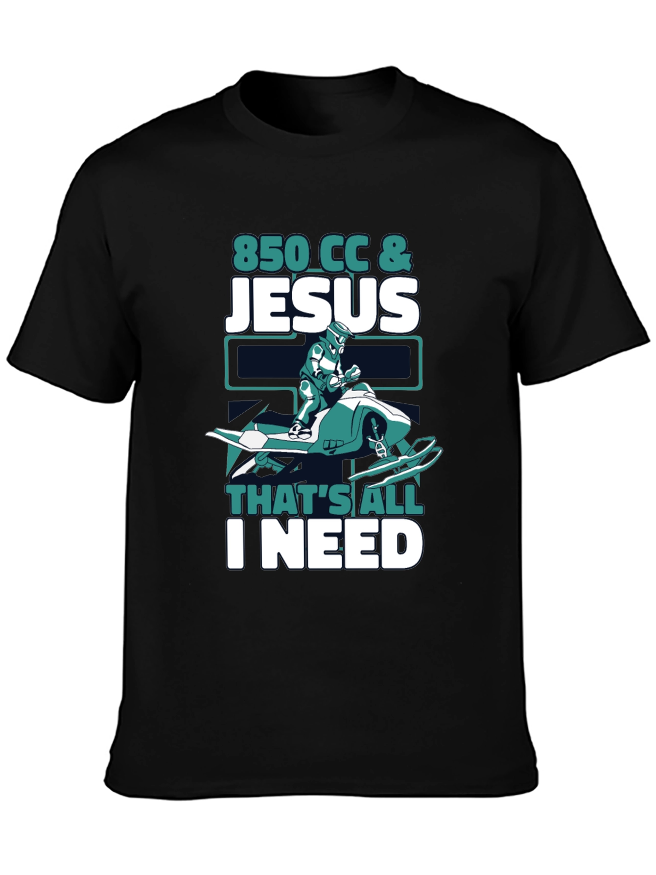 Black 850 CC & Jesus T-Shirt - Snowmobile Graphic Tee view 3