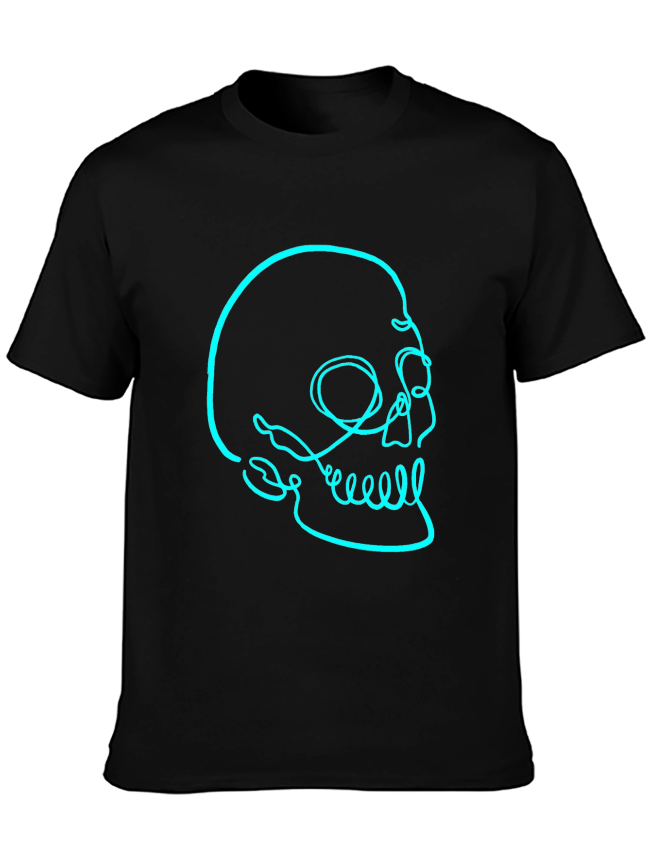 Black Men's Black T-Shirt with Skull Graphic view 3