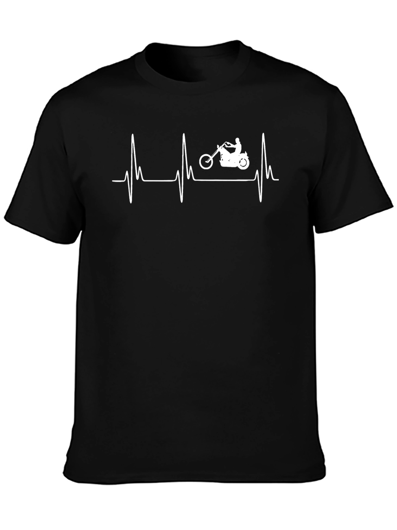Black Motorcycle Heartbeat T-Shirt - Ride Your Passion! view 3