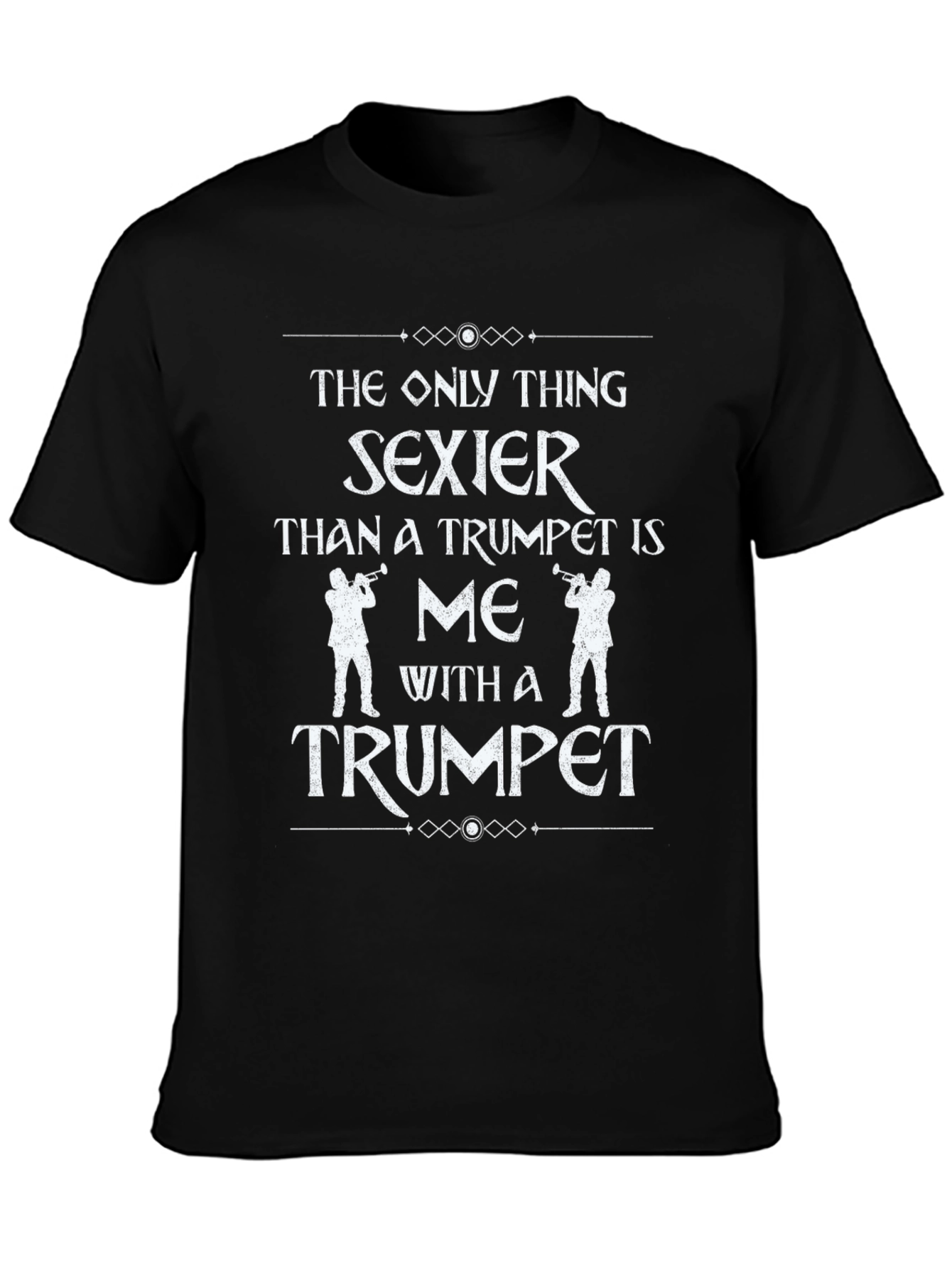 Black Sexier Trumpet Player T-Shirt - Funny Band Tee view 3