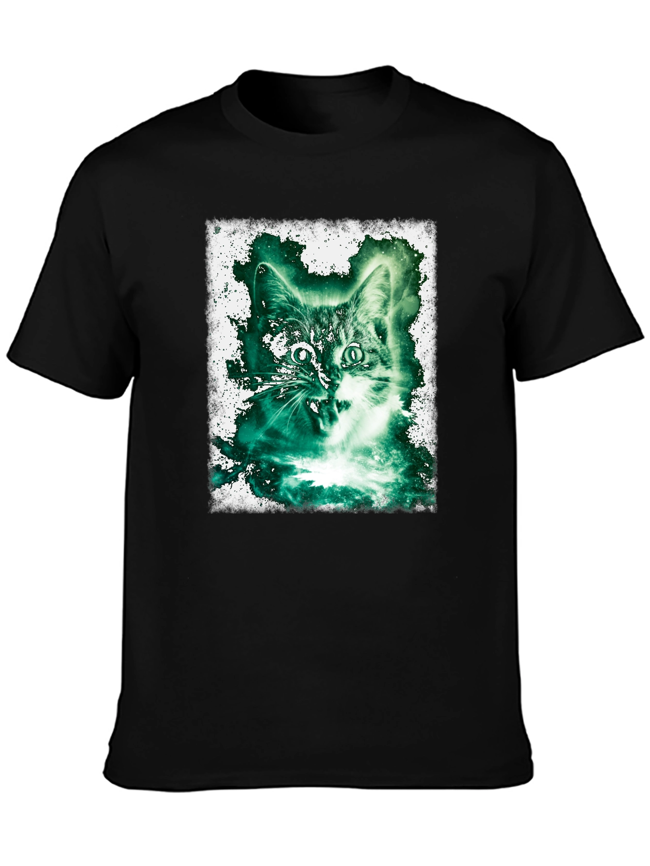 Black Emerald Cat Graphic Tee view 3