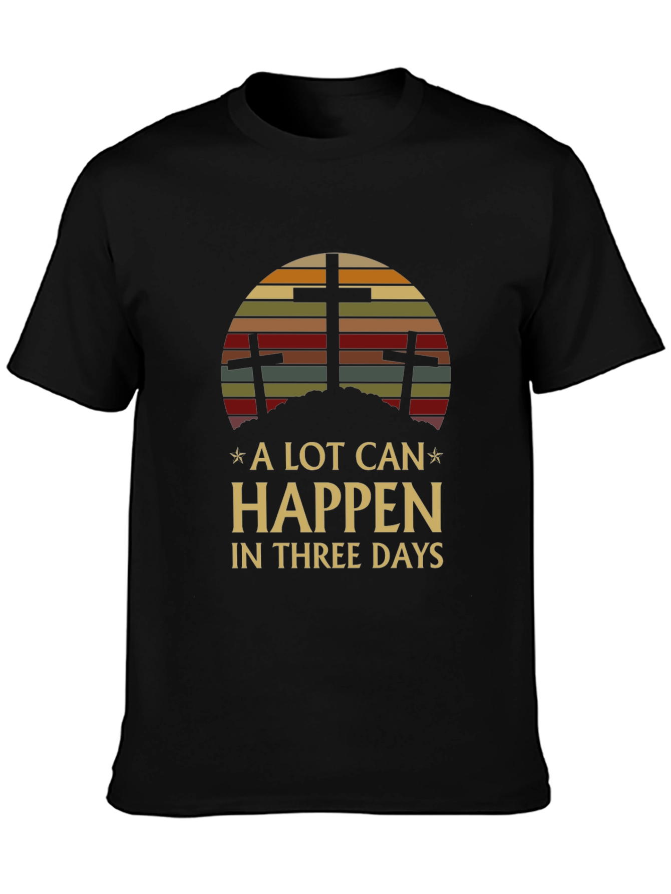 Black A Lot Can Happen In Three Days Graphic Tee view 3