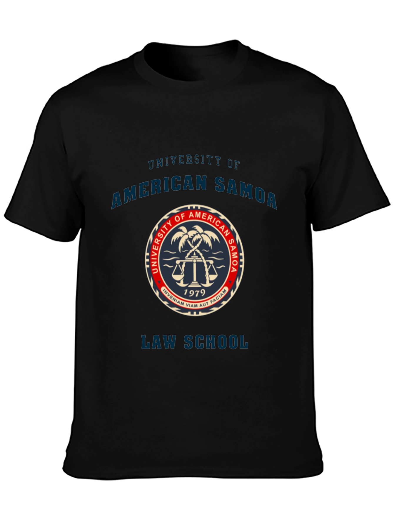 Black American Samoa Law School T-Shirt view 3