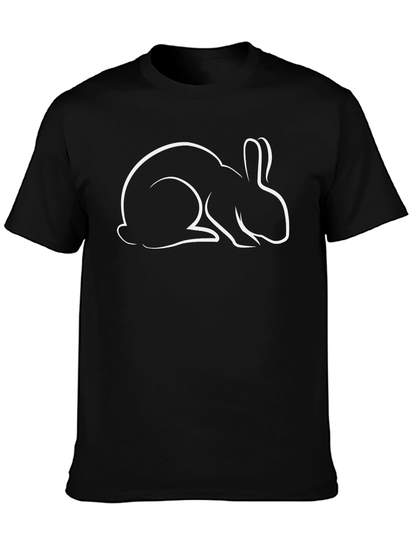 Black Rabbit Outline Graphic Tee - Black Cotton Blend view 3