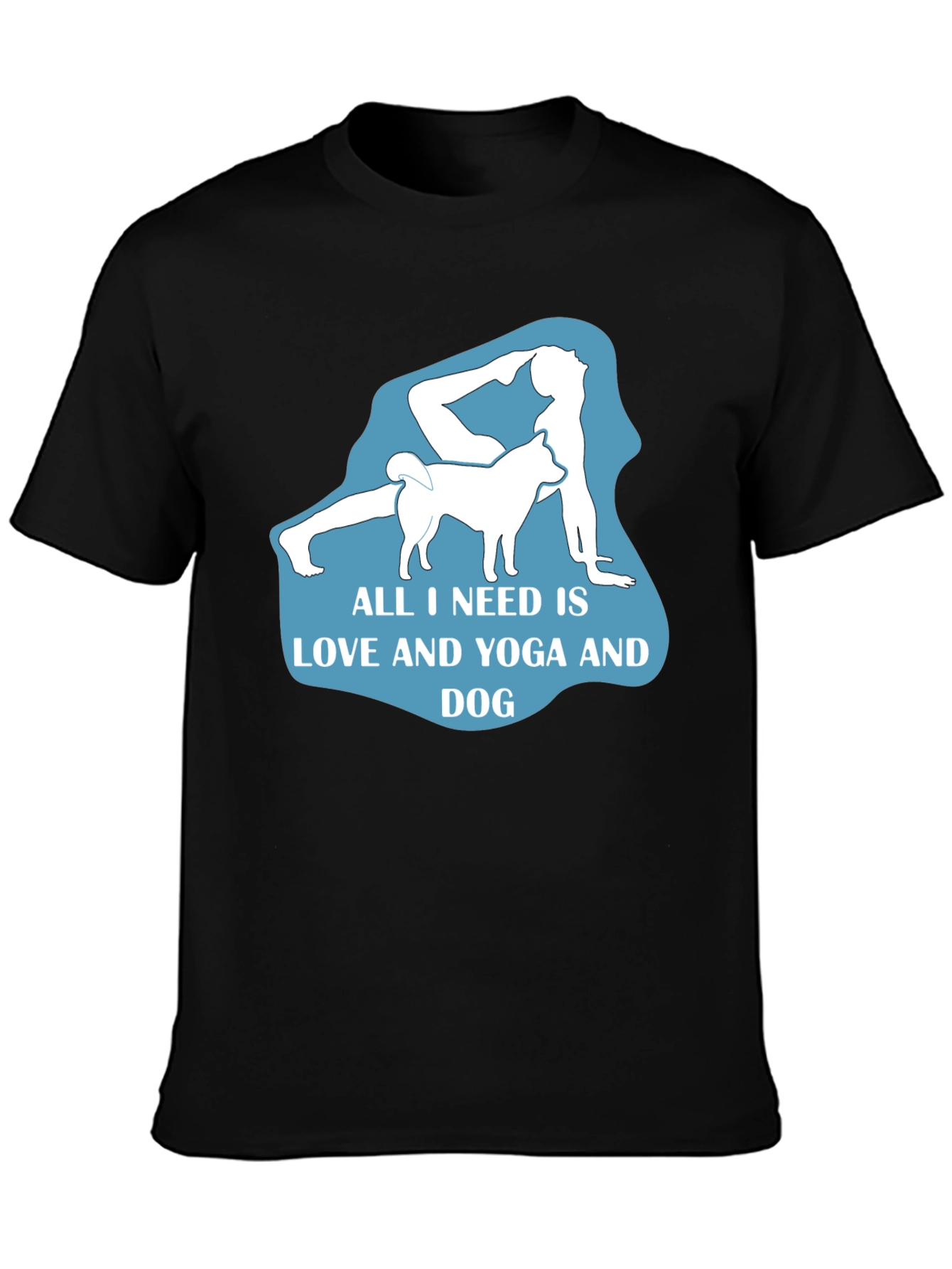 Black Yoga and Dog Lover T-Shirt - Black Cotton Tee view 3