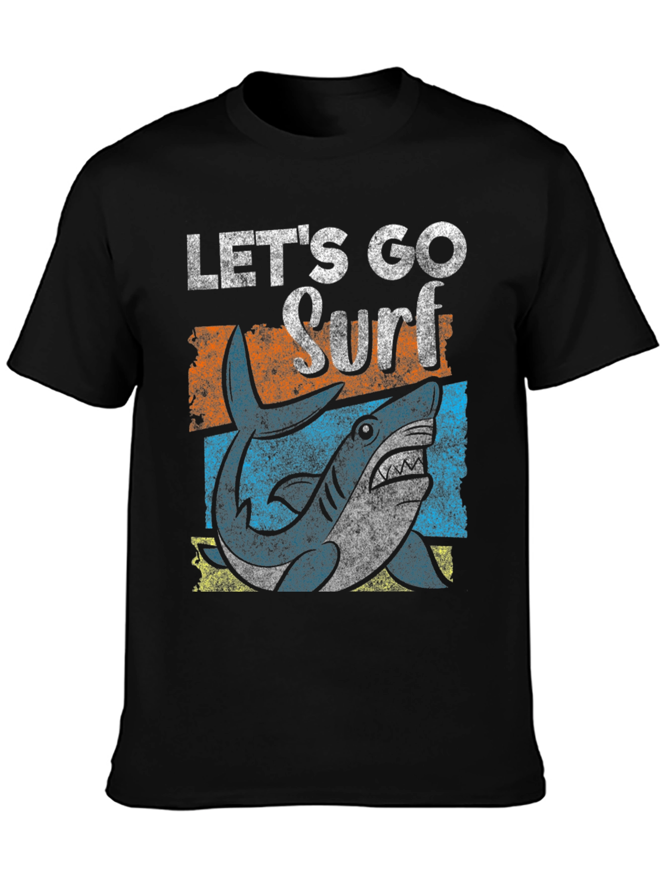Black Let's Go Surf Shark Graphic Tee - Black view 3