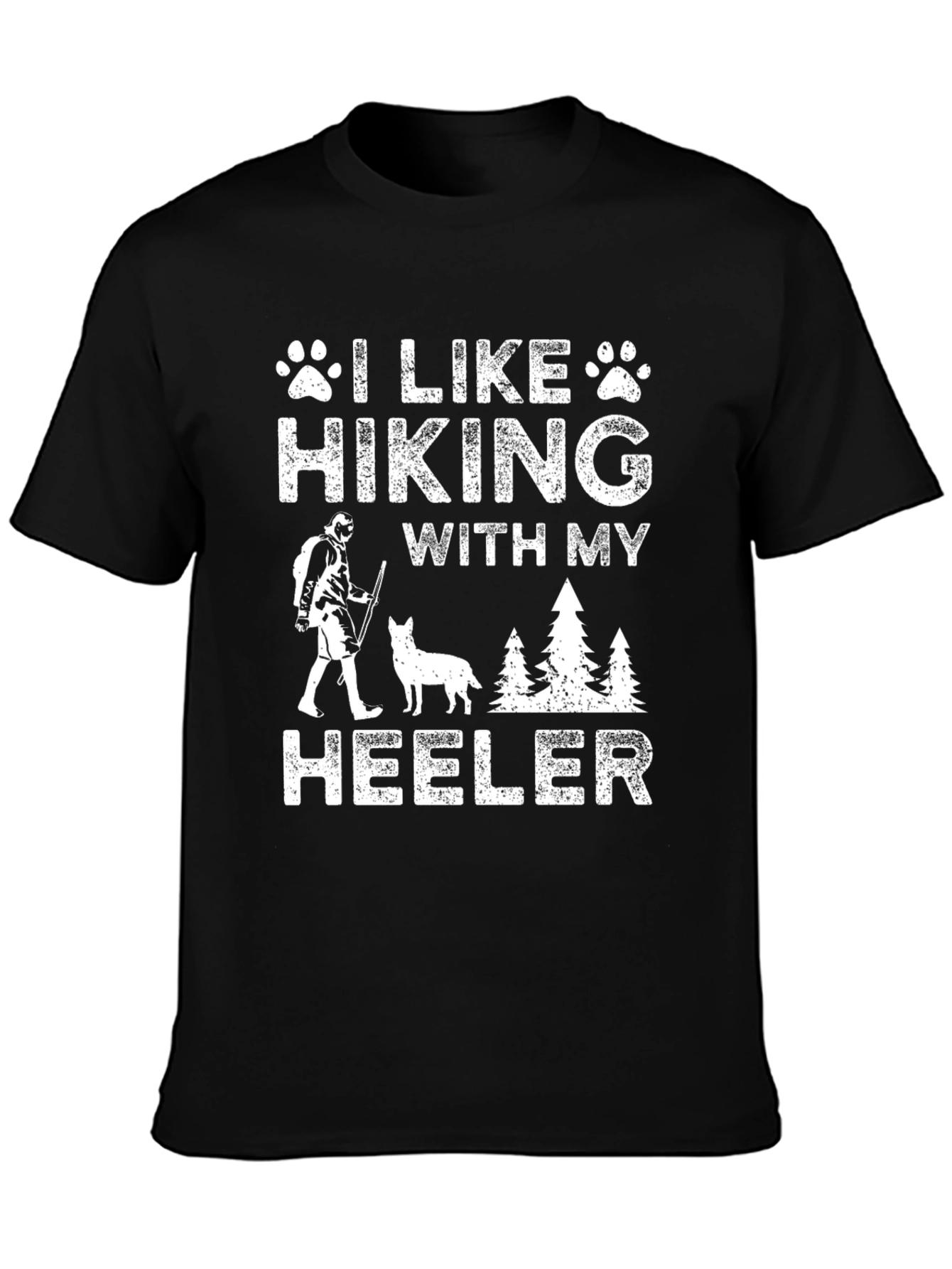 Black Hiking Heeler Dog Graphic T-Shirt view 3