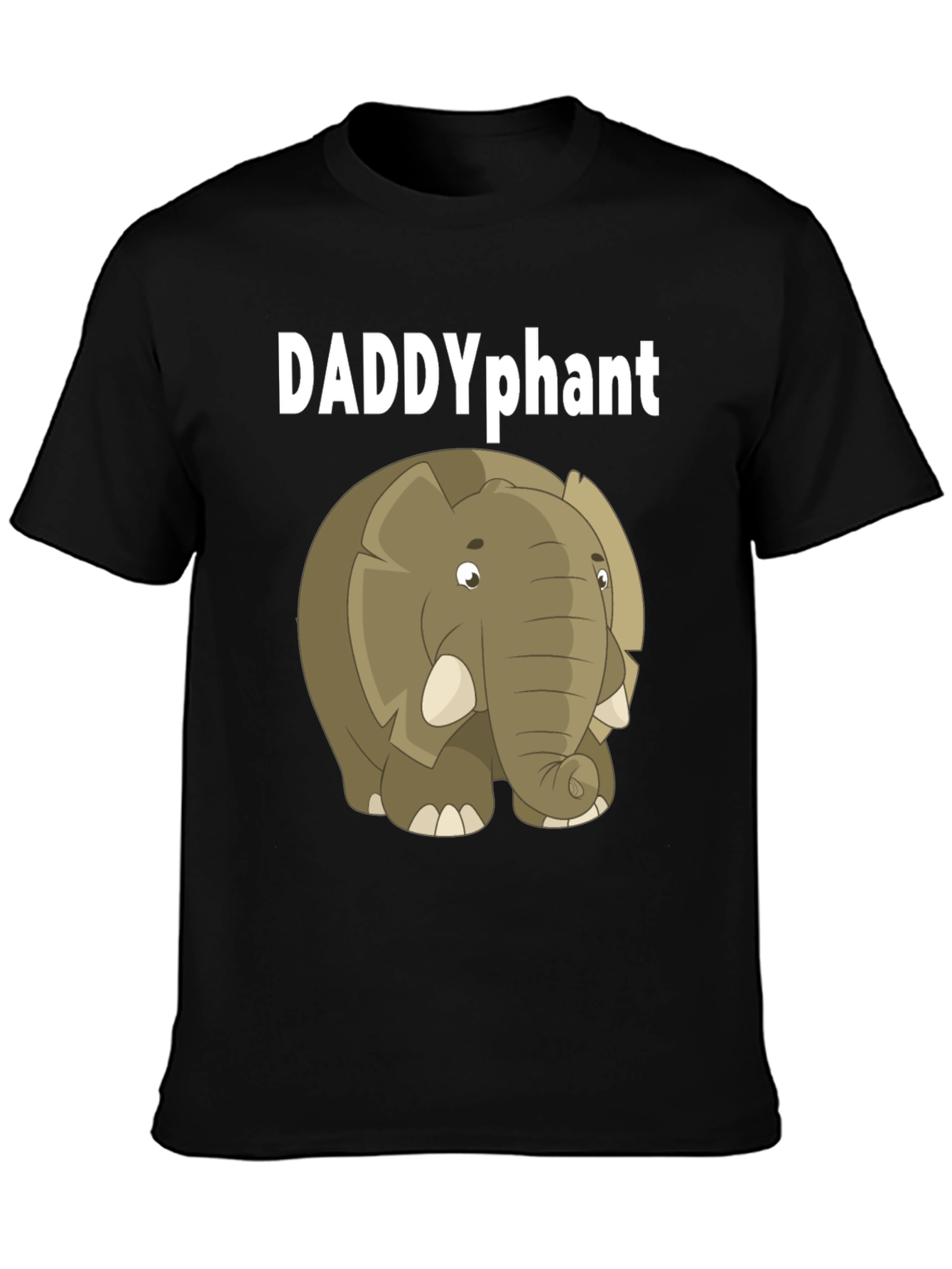 Black DADDYphant Elephant Cartoon Black T-Shirt view 3