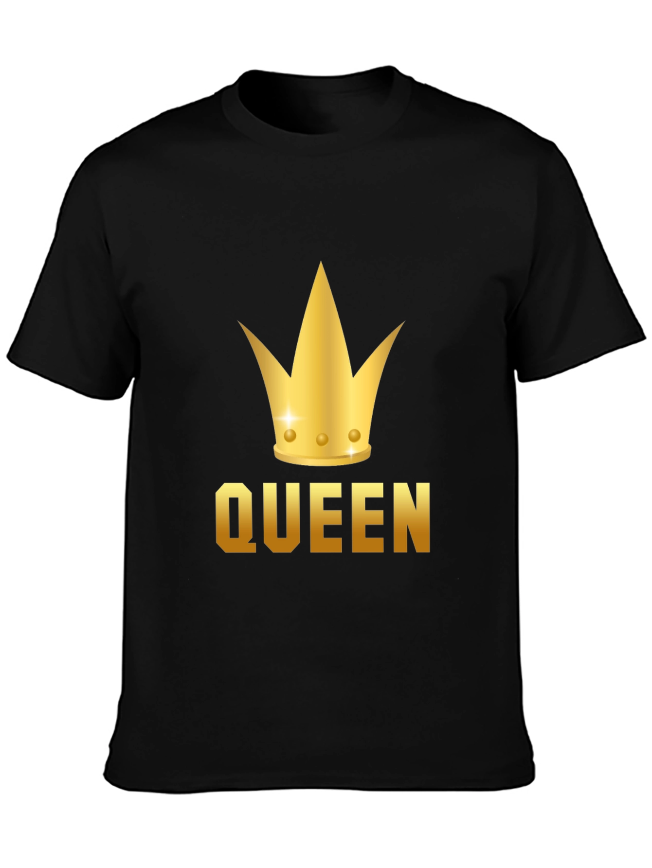 Black Queen Crown Graphic Tee - Black Cotton T-Shirt view 3