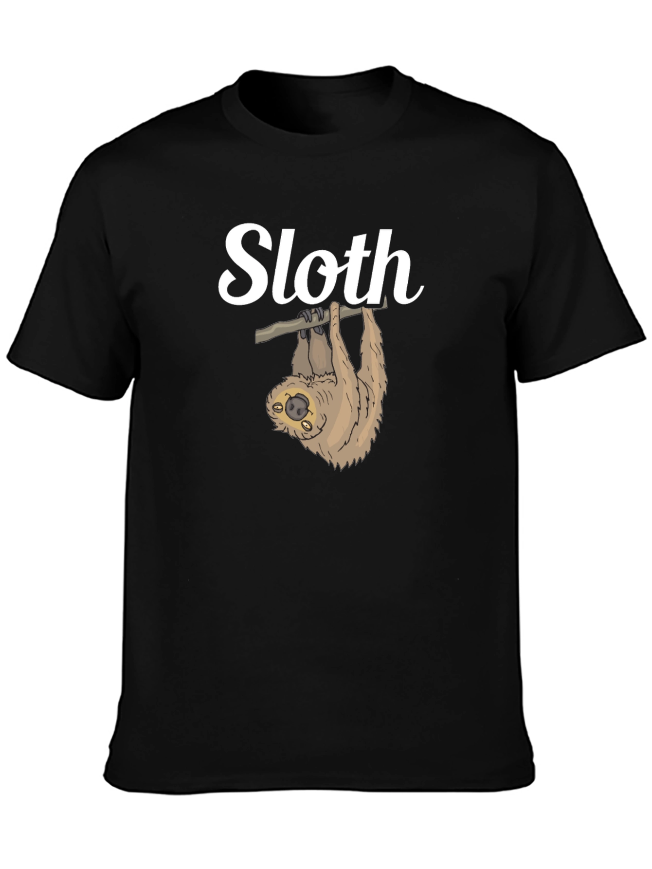 Black Cute Sloth Hanging T-Shirt - Funny Animal Tee view 3