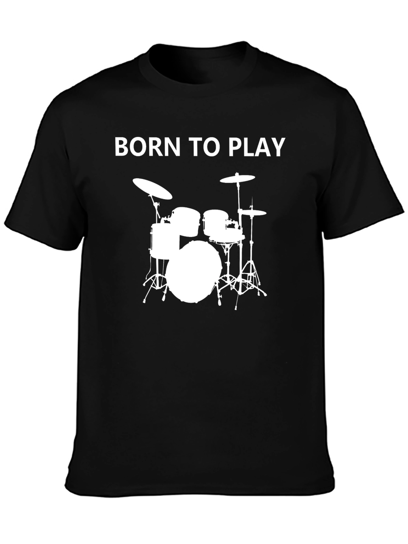 Black Born To Play Drum Set Graphic T-Shirt view 3