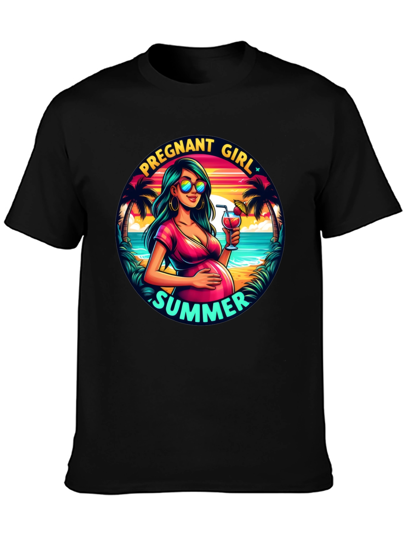 Black Pregnant Girl Summer Graphic T-Shirt view 3