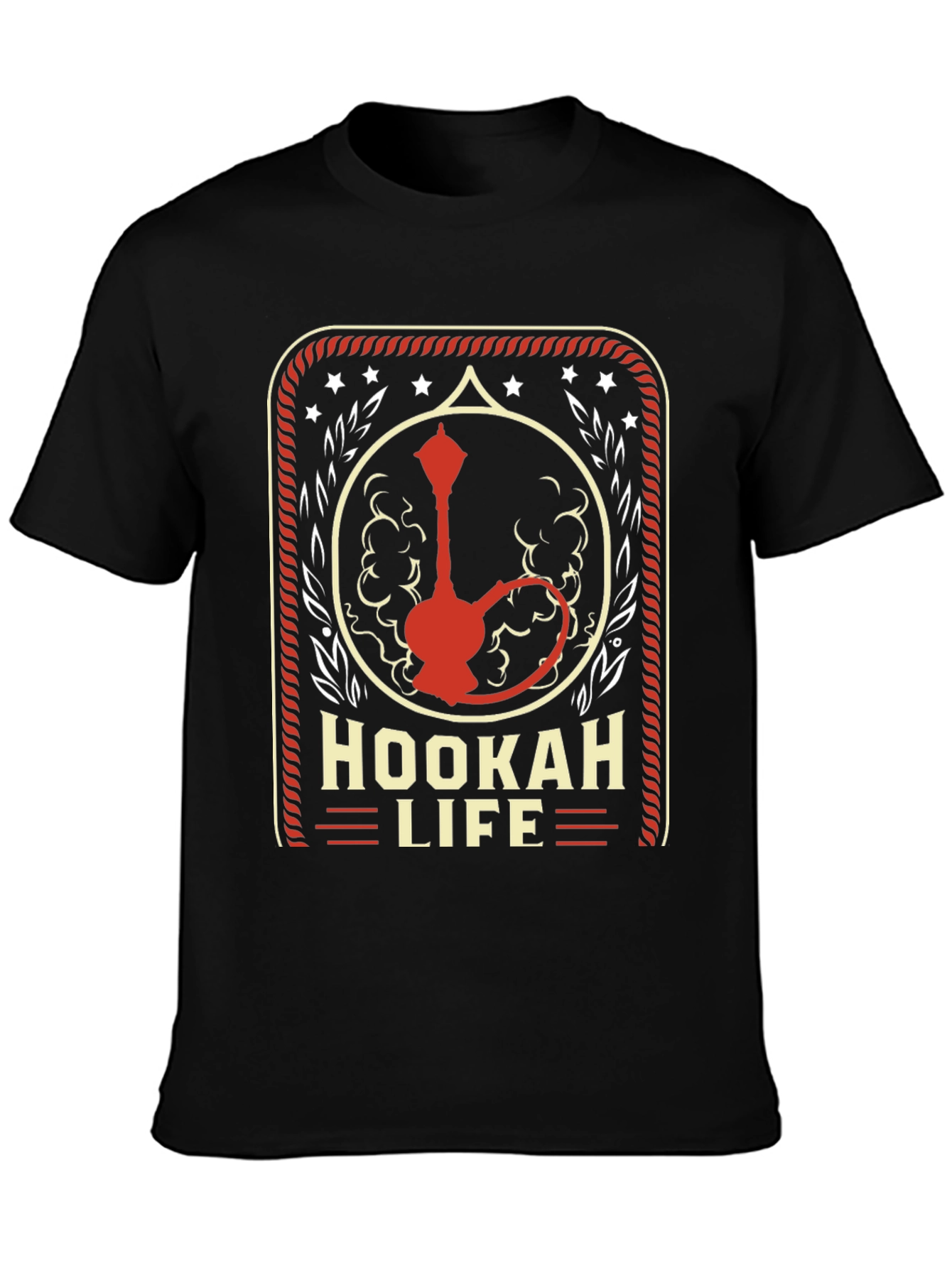 Black Hookah Life Graphic T-Shirt - Casual Wear view 3